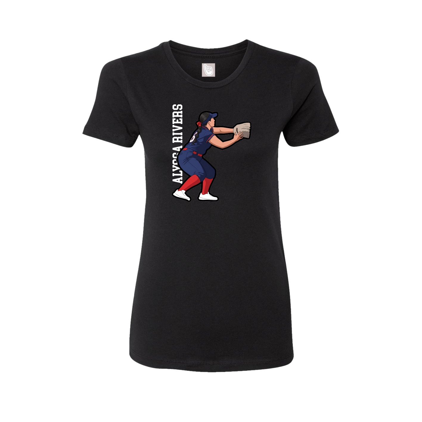 Fitted Women's Tee — Name Vertical in Black