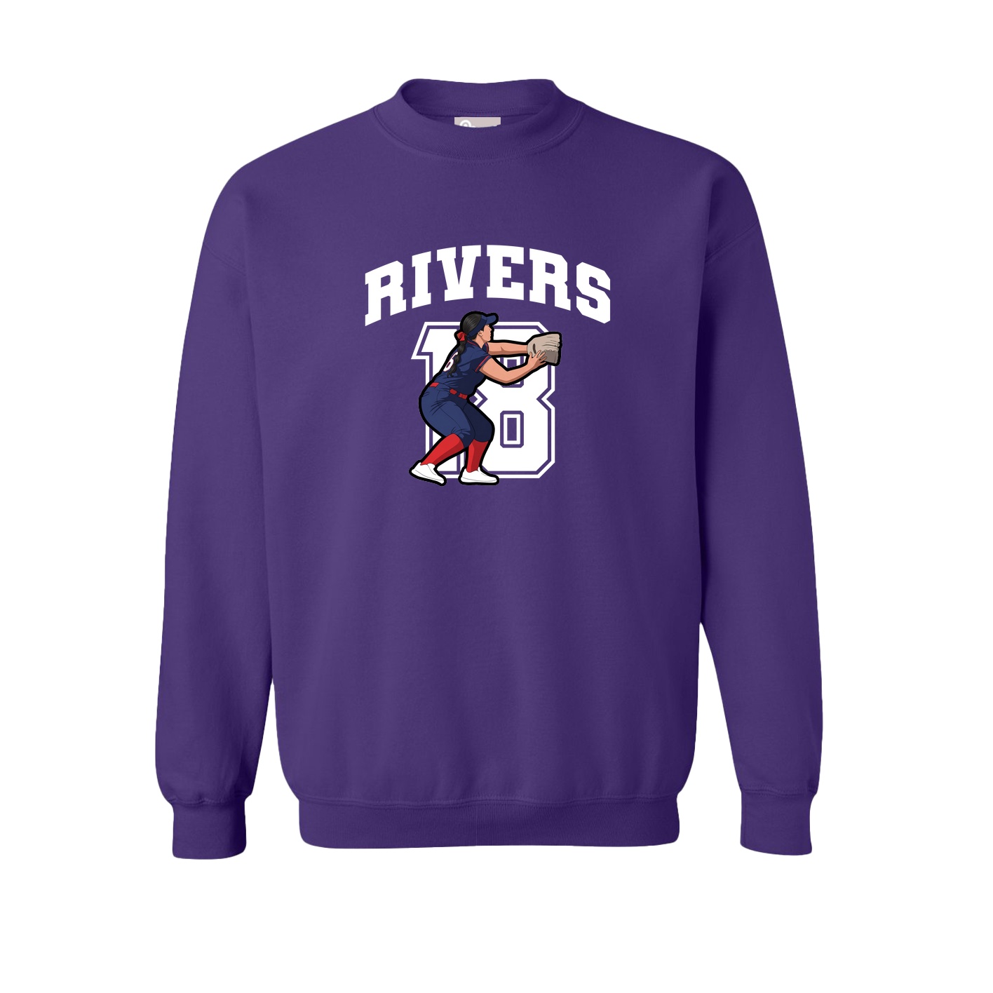Fleece Crew — Number in Purple