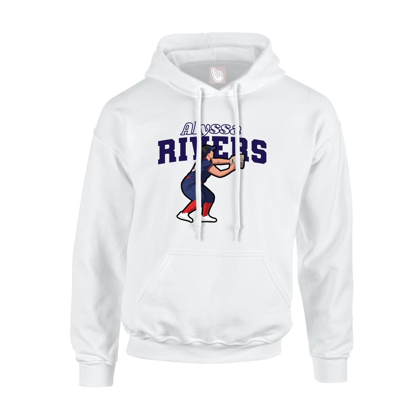 Youth Hoodie — Name Arch in White