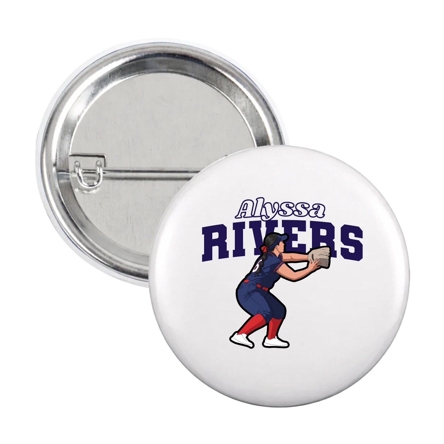 Game Day Button — Name Arch in White
