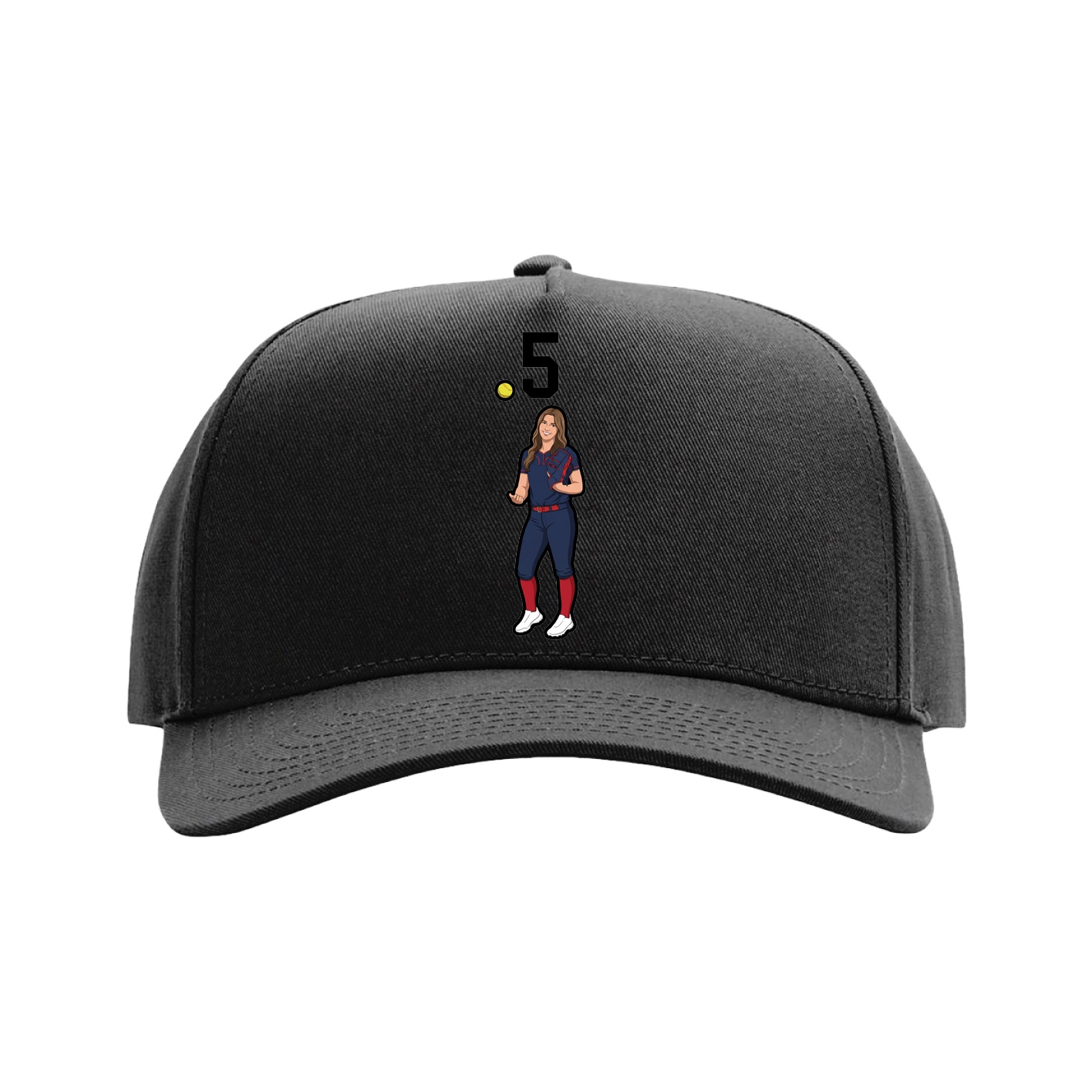 Full Fabric Five-Panel Champ Cap — Number Top in Black