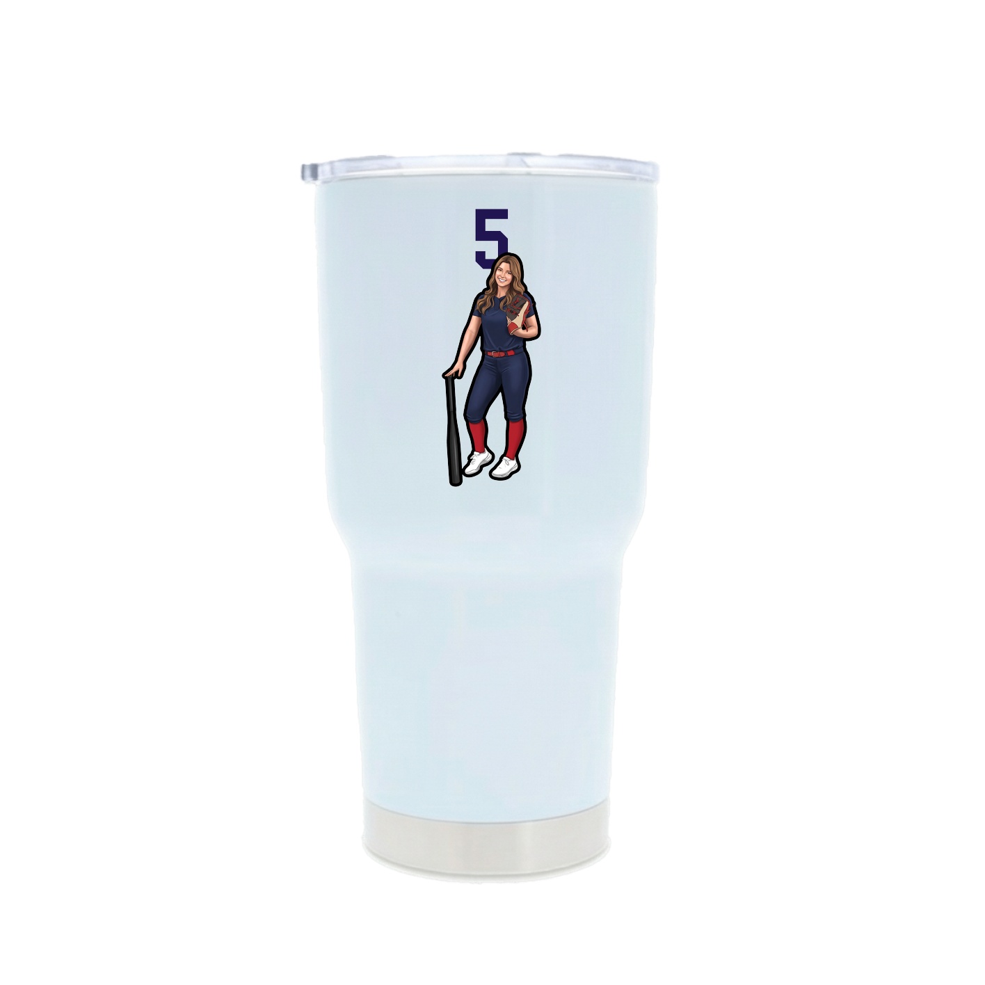 30oz Stainless Steel Tumbler — Number Top in White