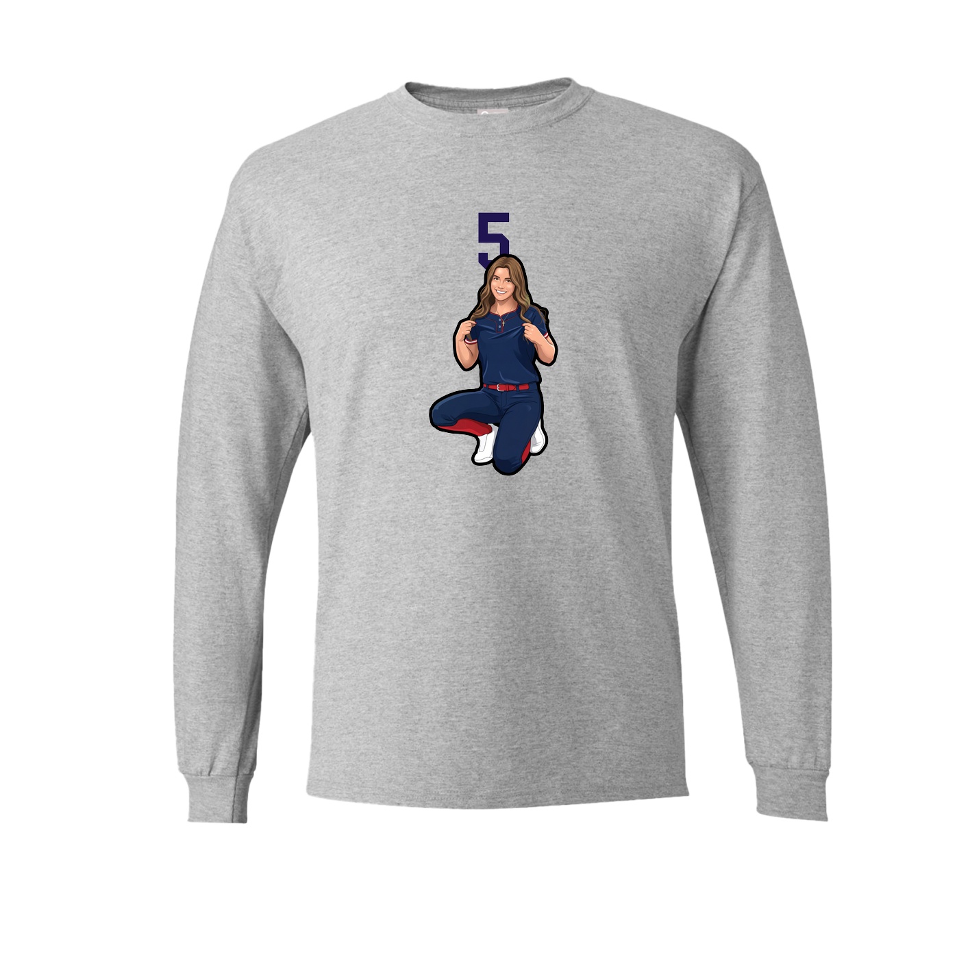 Long Sleeve Tee — Number Top in Grey