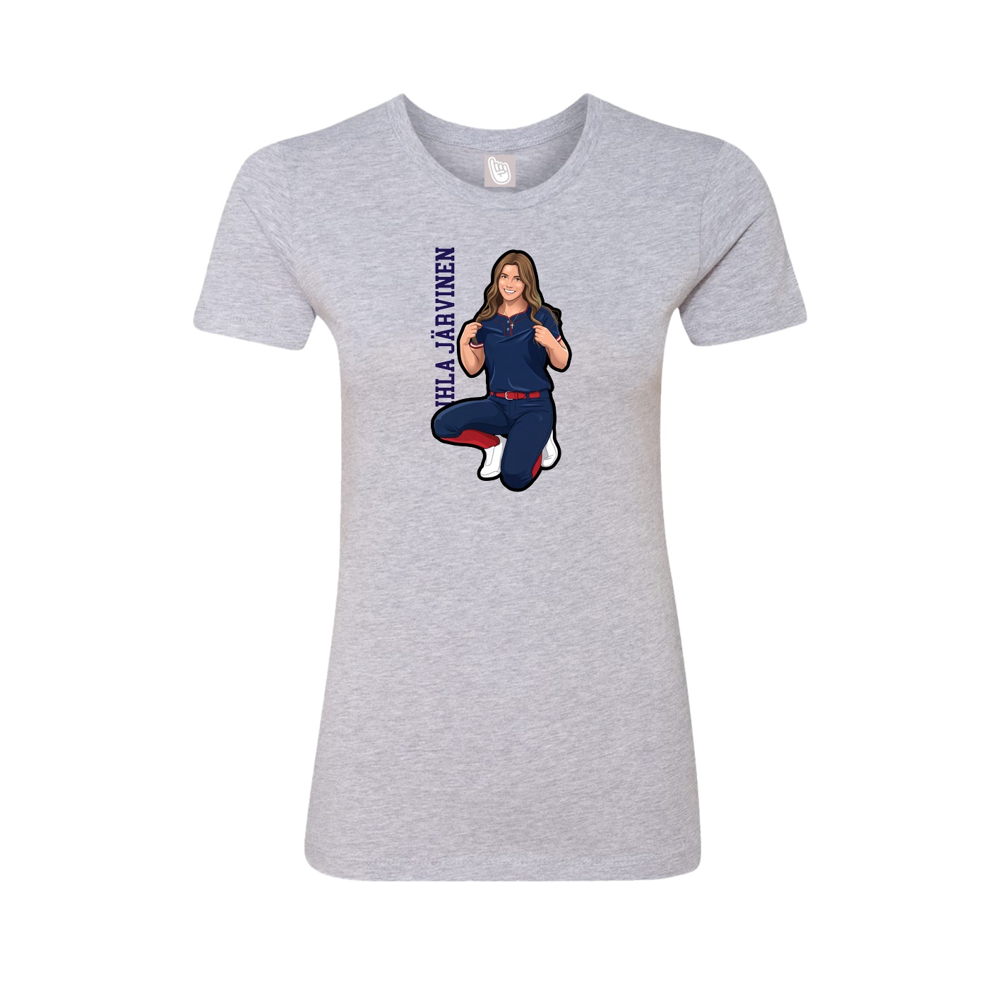 Fitted Women's Tee — Name Vertical in Grey