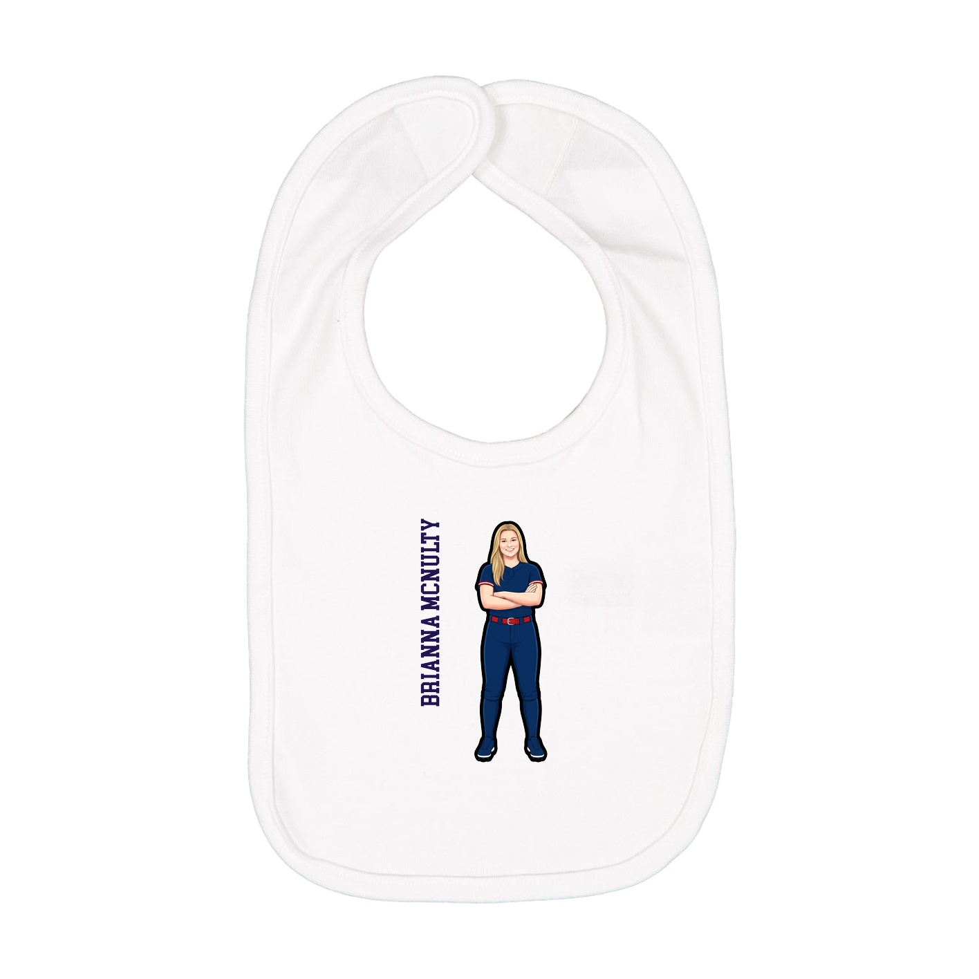 Infant Bib — Name Vertical in White