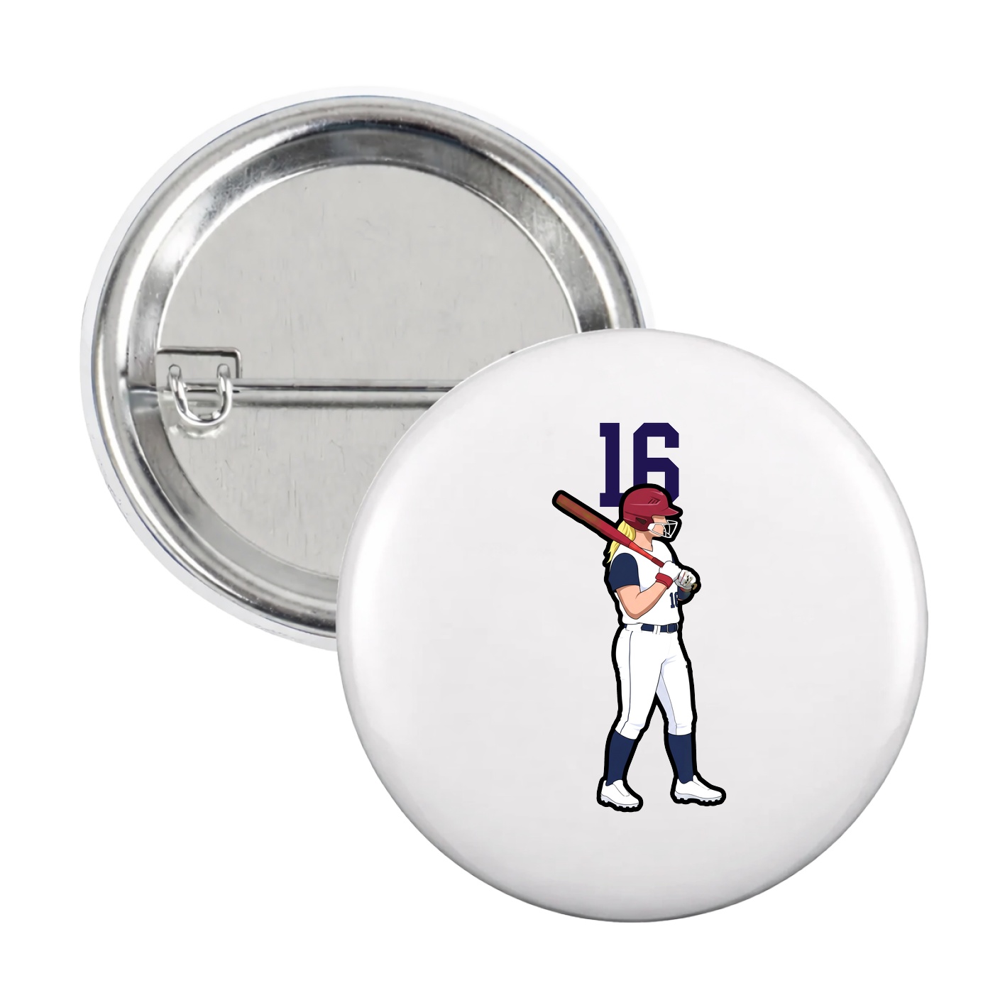 Game Day Button — Number Top in White