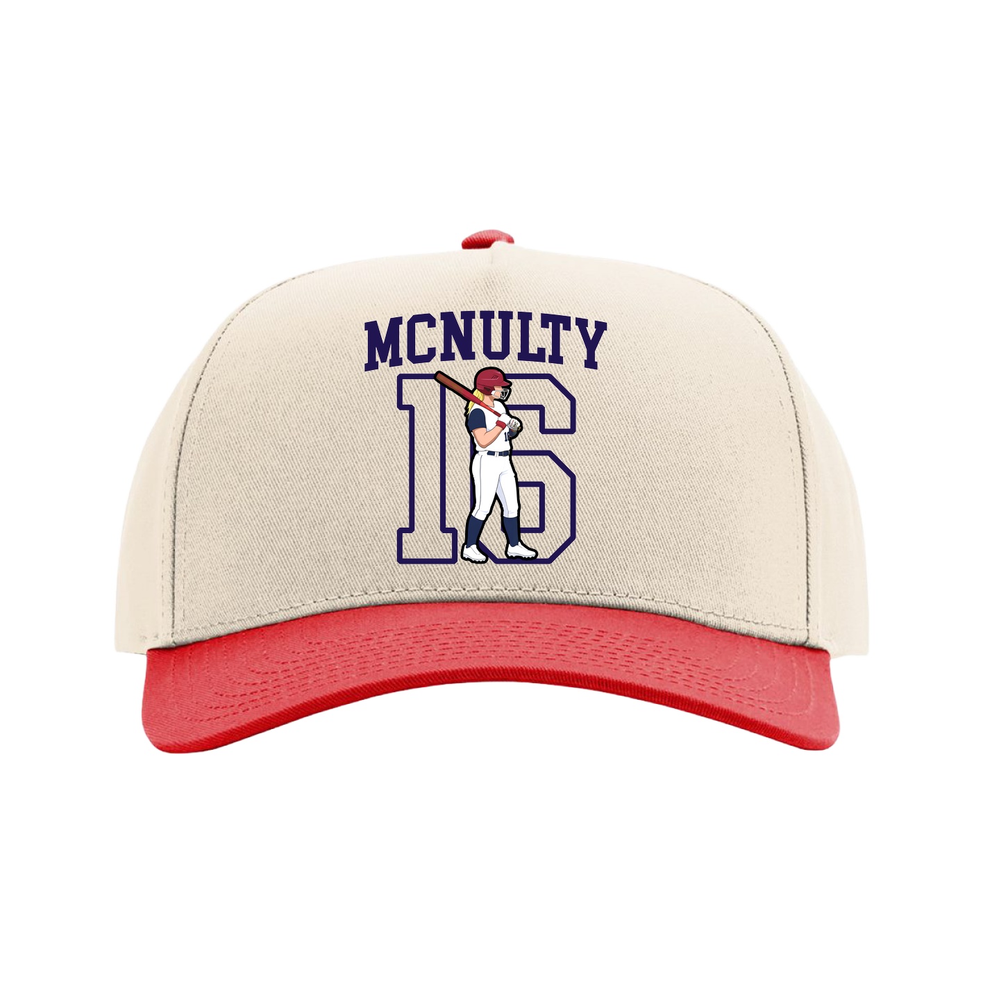 Full Fabric Five-Panel Champ Cap — Shirsey in Cream/Red