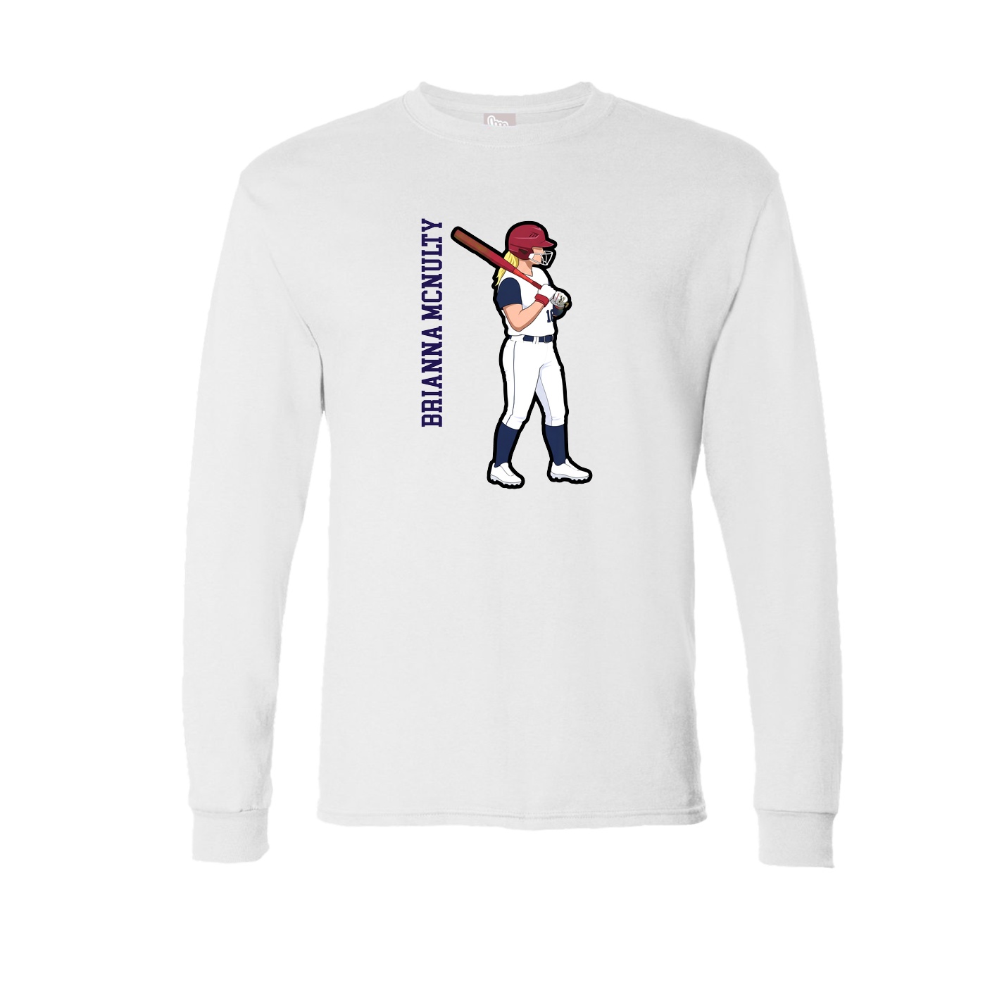 Long Sleeve Tee — Name Vertical in White