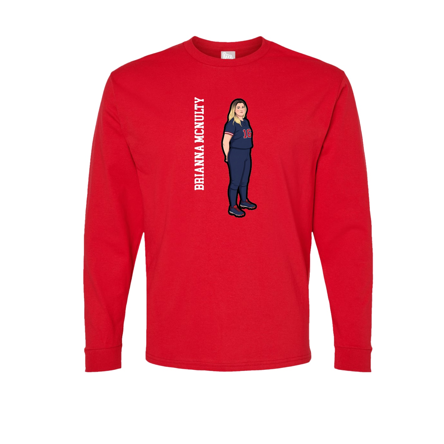 Long Sleeve Tee — Name Vertical in Red