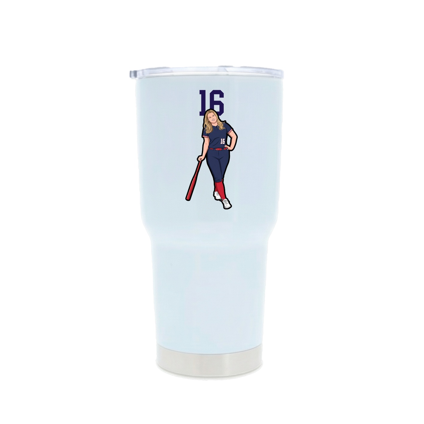 30oz Stainless Steel Tumbler — Number Top in White