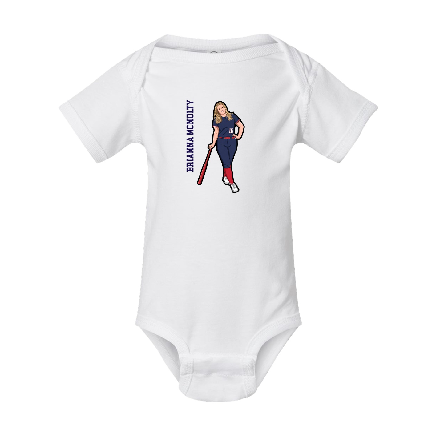 Baby Onesie — Name Vertical in White
