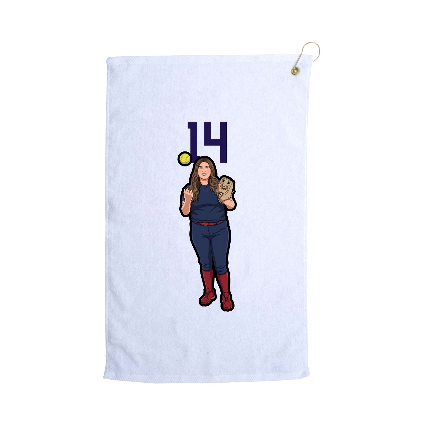 Golf Towel — Number Top in White