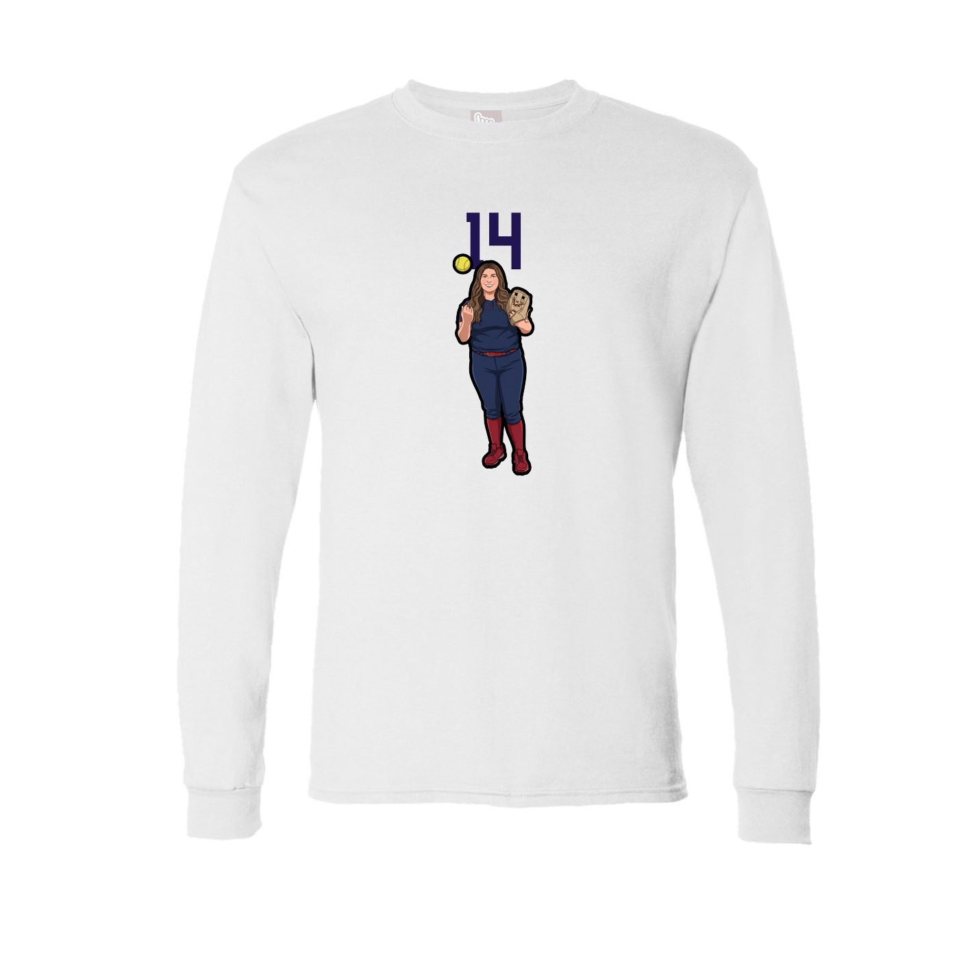 Long Sleeve Tee — Number Top in White