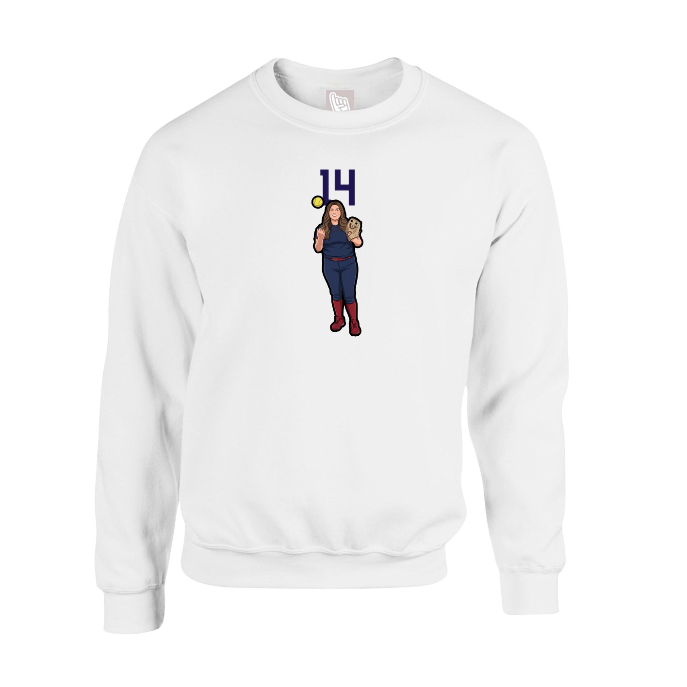 Fleece Crew — Number Top in White