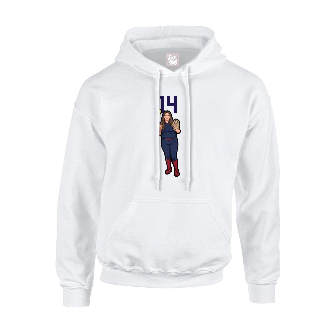 Youth Hoodie — Number Top in White