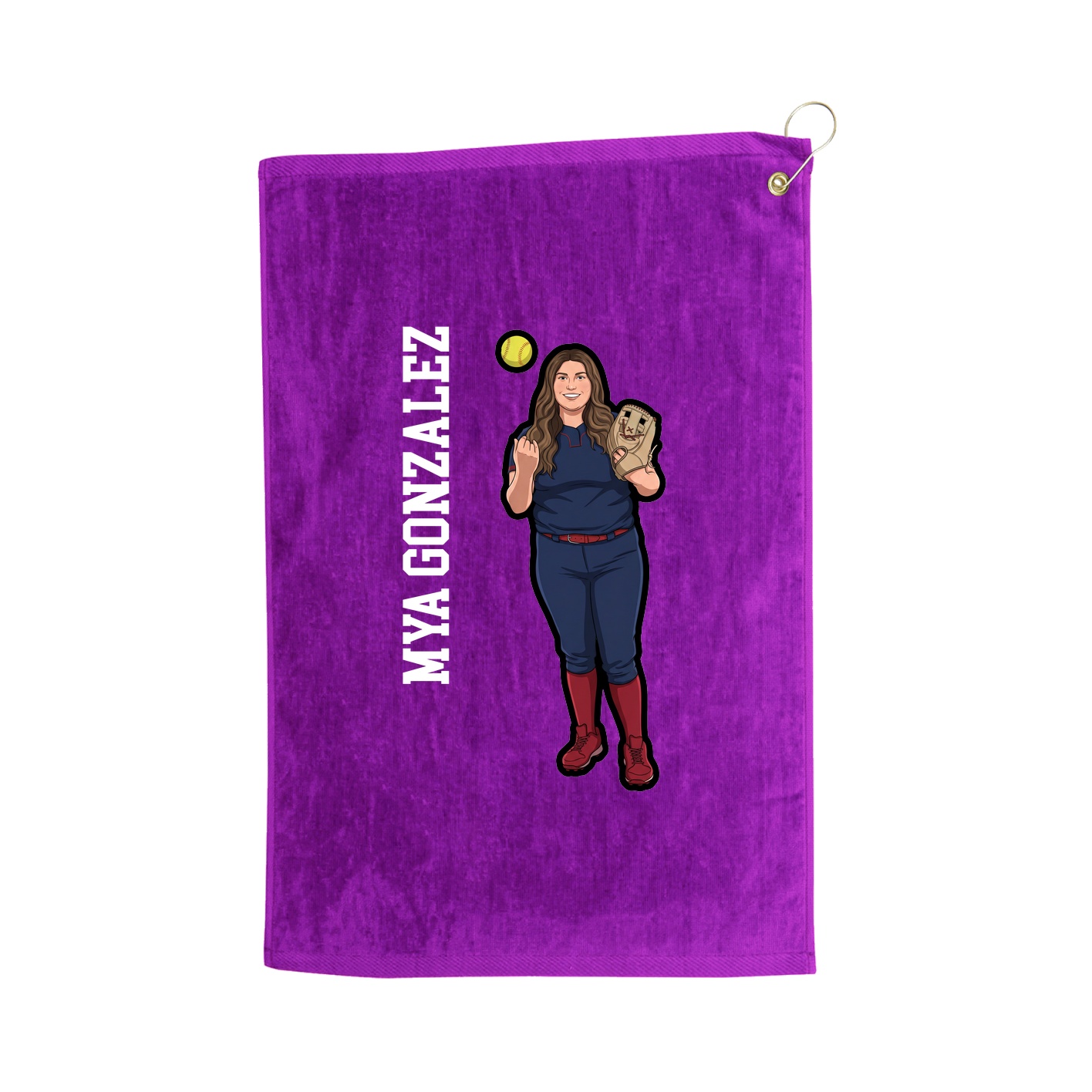Golf Towel — Name Vertical in Purple