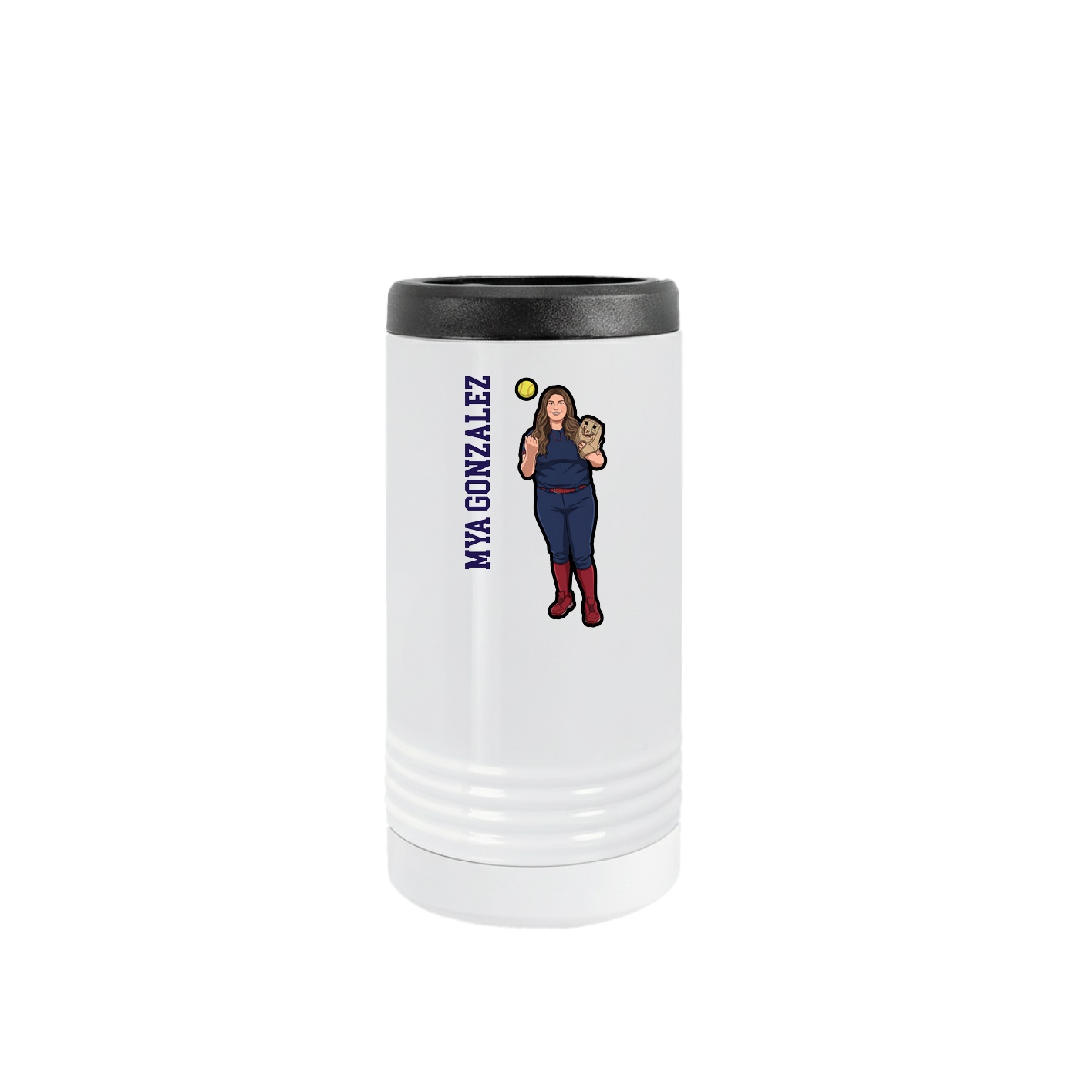 Slim Beverage Holder — Name Vertical in White