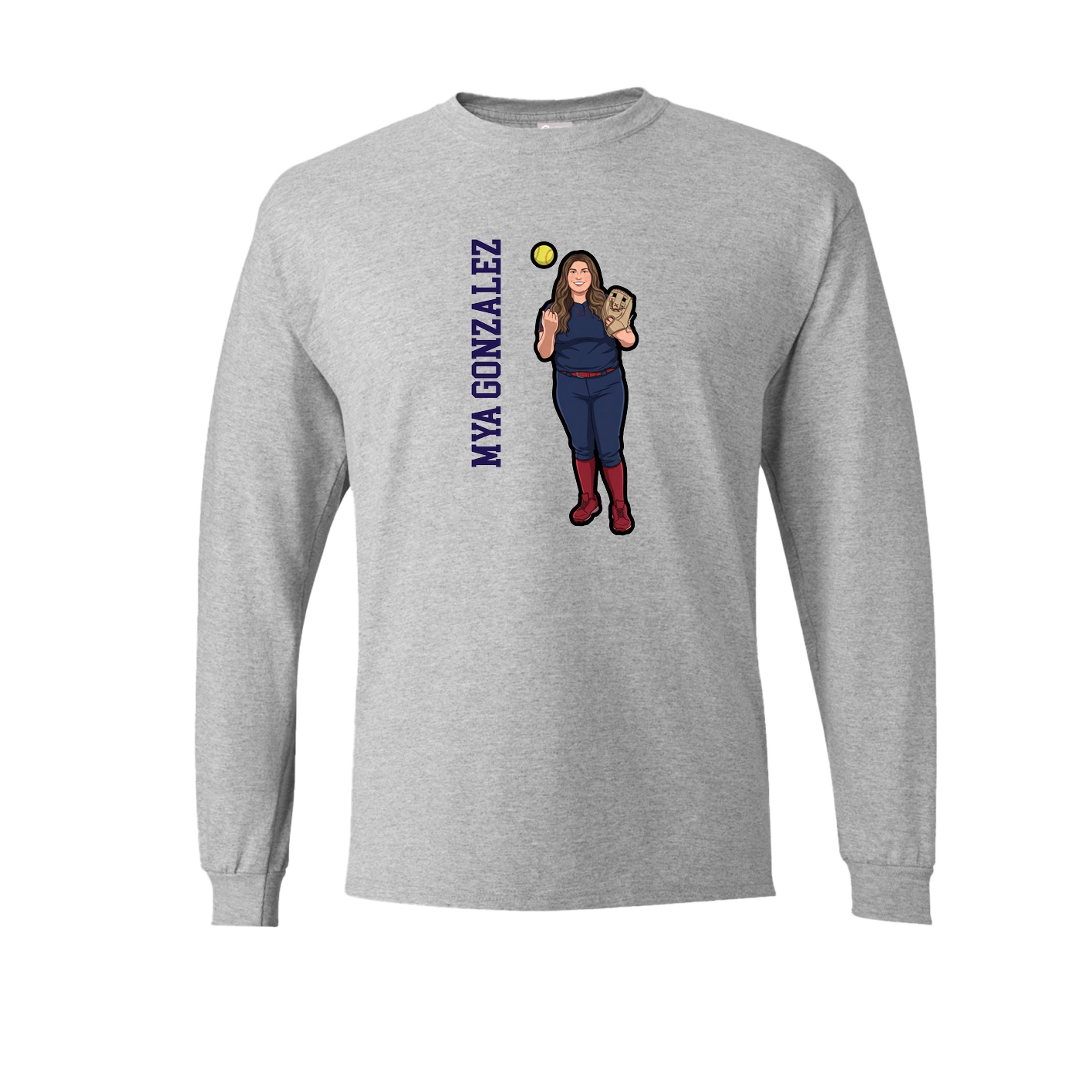 Long Sleeve Tee — Name Vertical in Grey