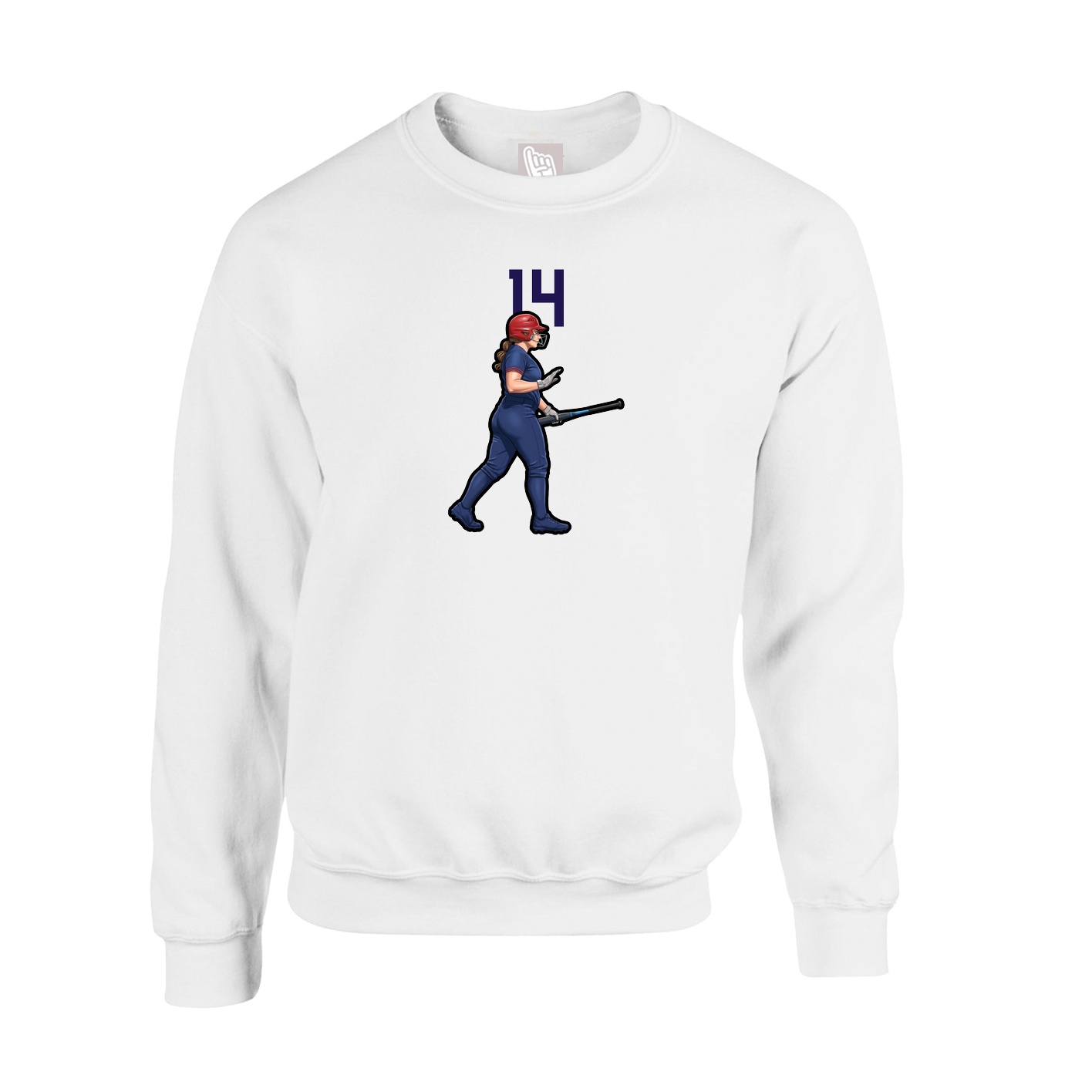 Fleece Crew — Number Top in White
