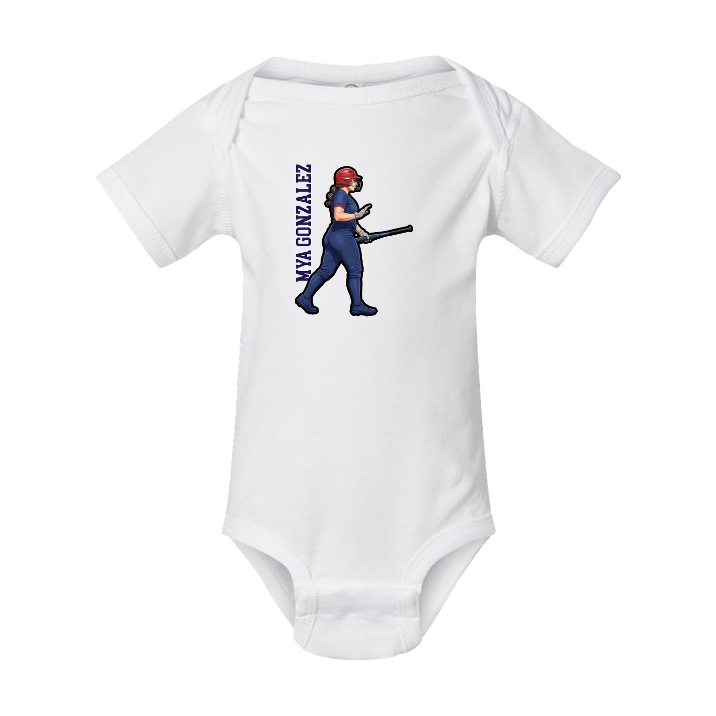 Baby Onesie — Name Vertical in White