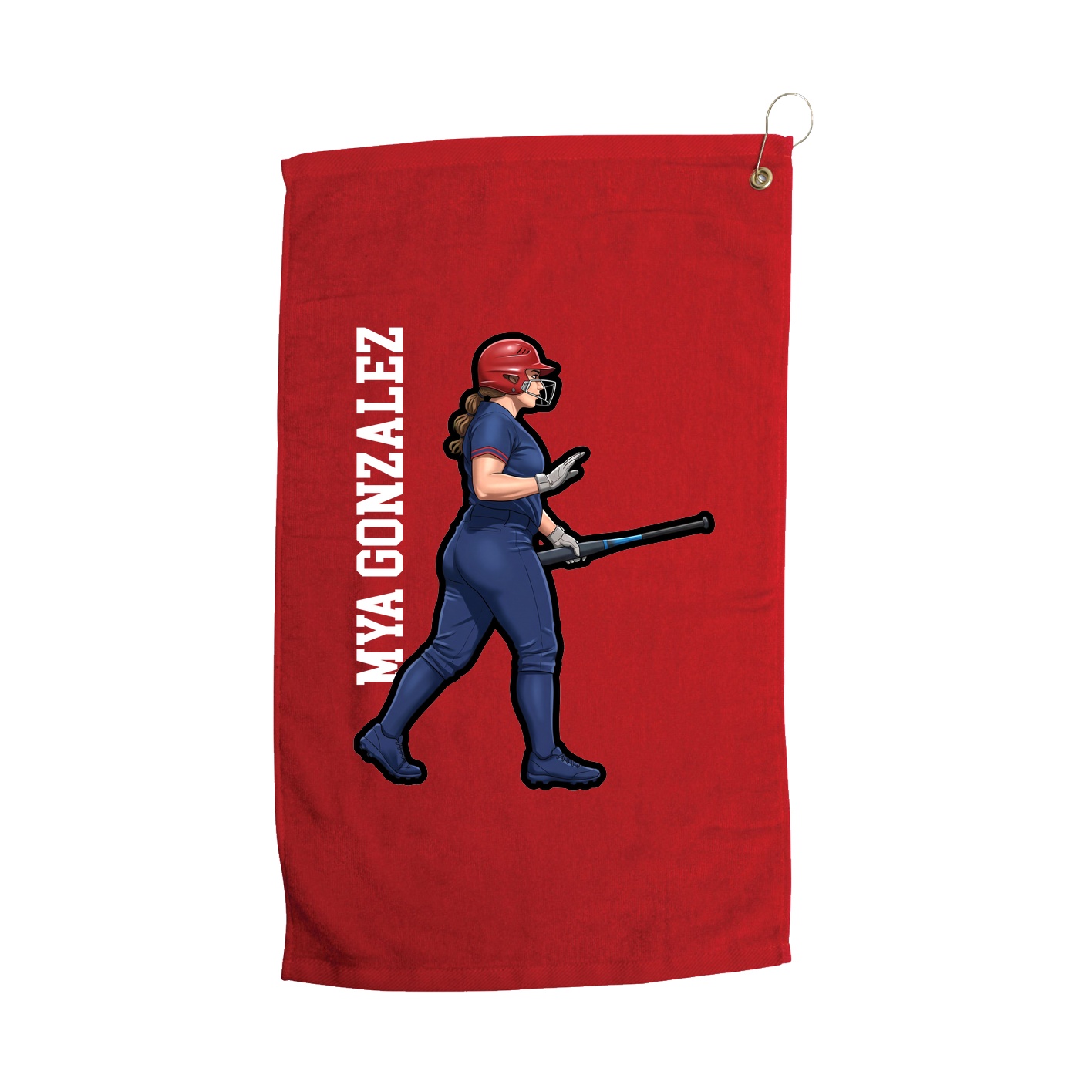 Golf Towel — Name Vertical in Red