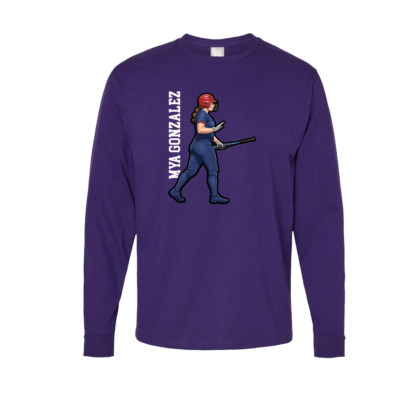 Long Sleeve Tee — Name Vertical in Purple
