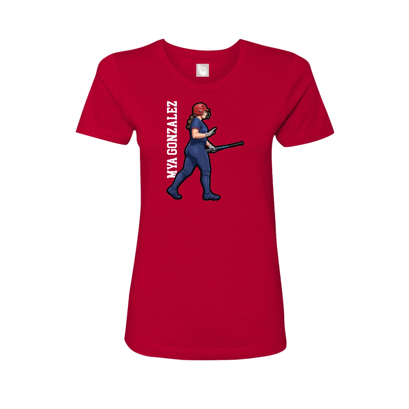 Fitted Women's Tee — Name Vertical in Red
