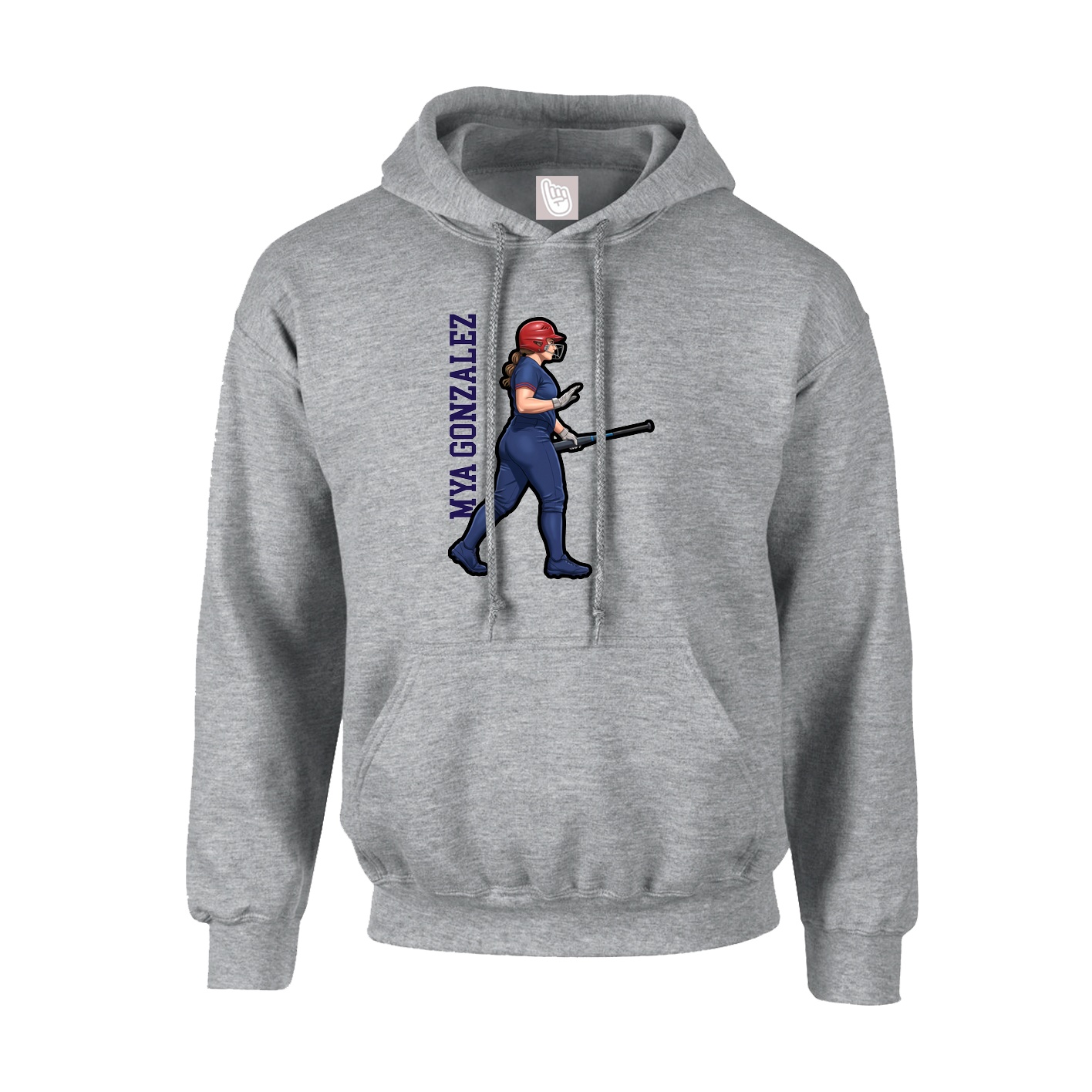 Hoodie — Name Vertical in Grey