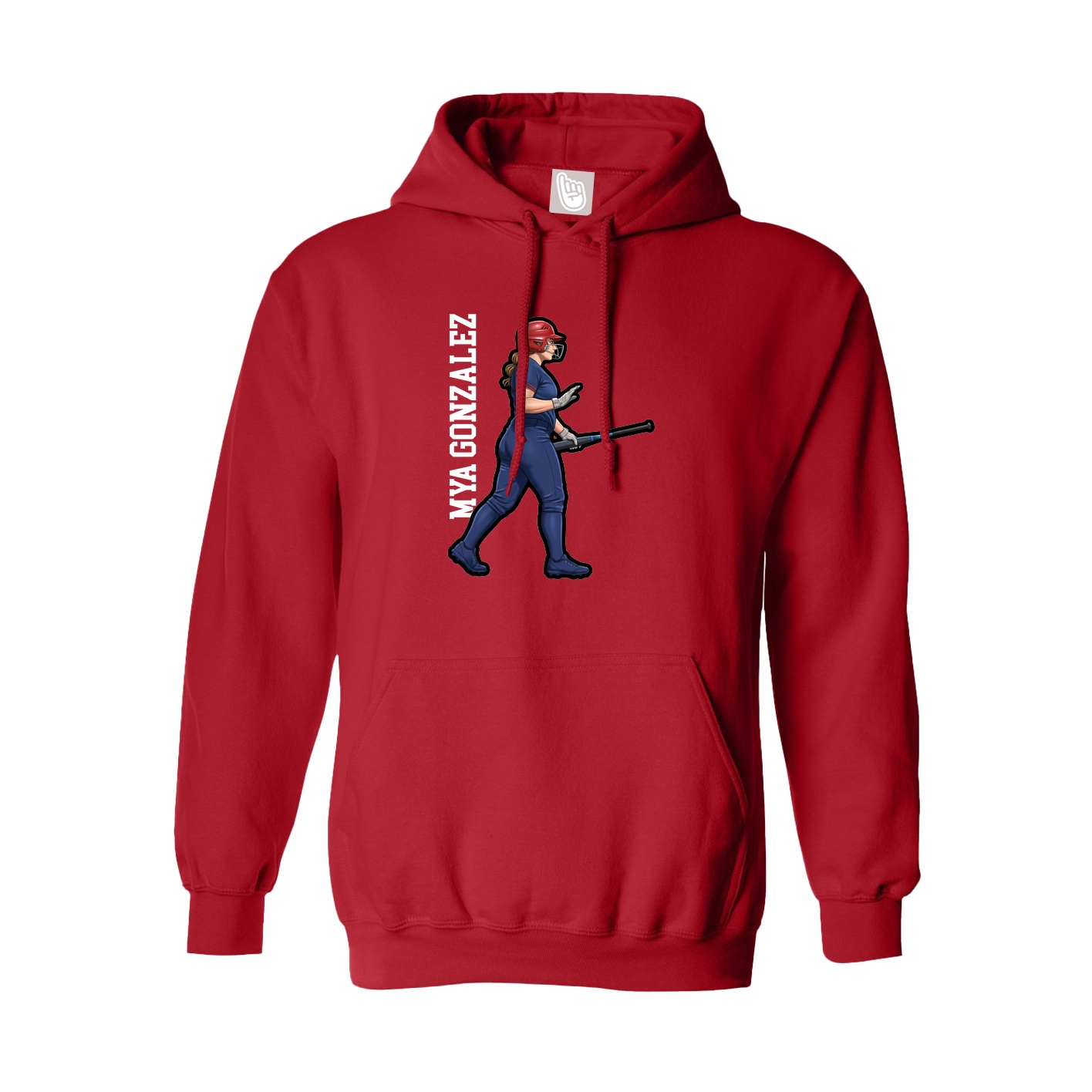 Youth Hoodie — Name Vertical in Red