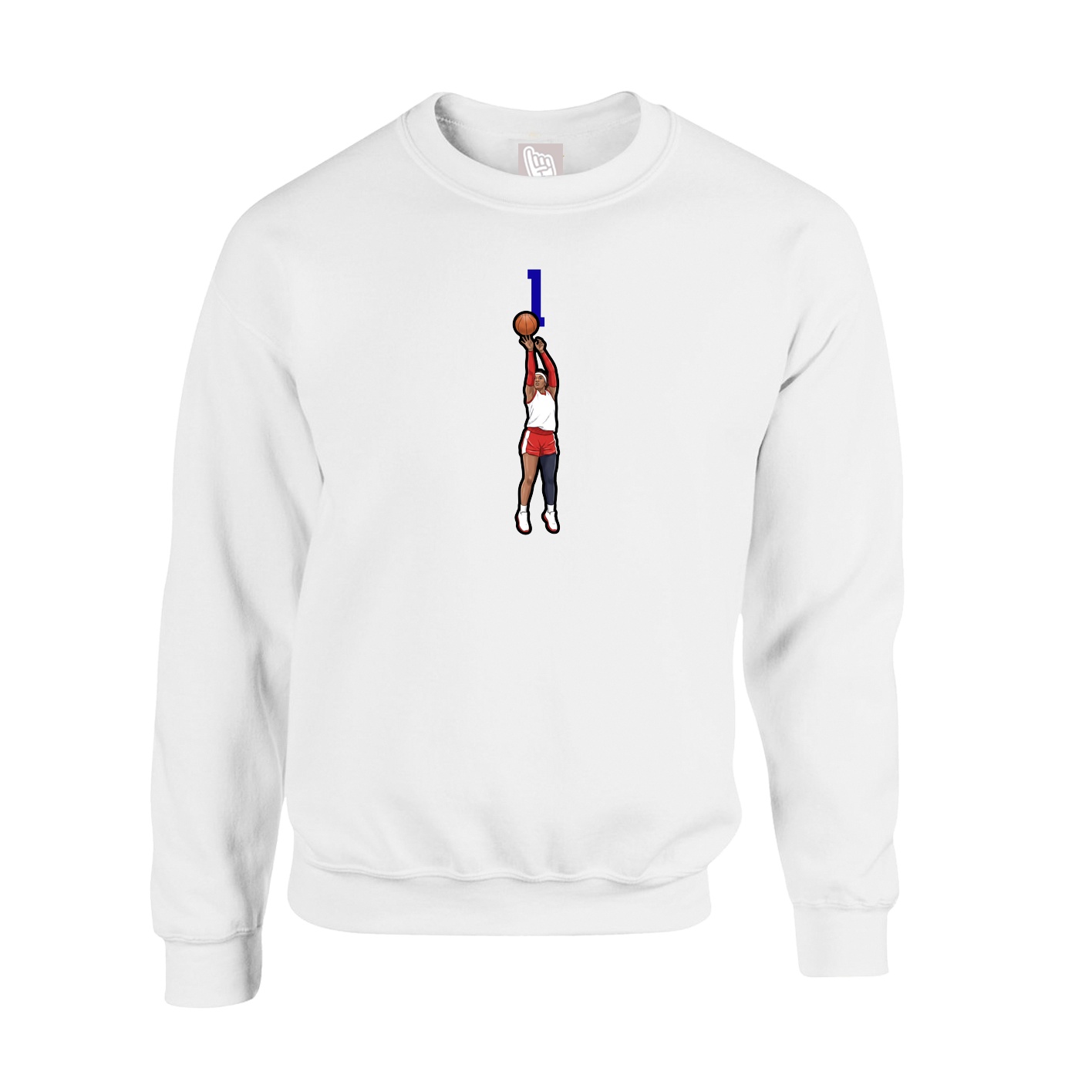 Fleece Crew — Number Top in White