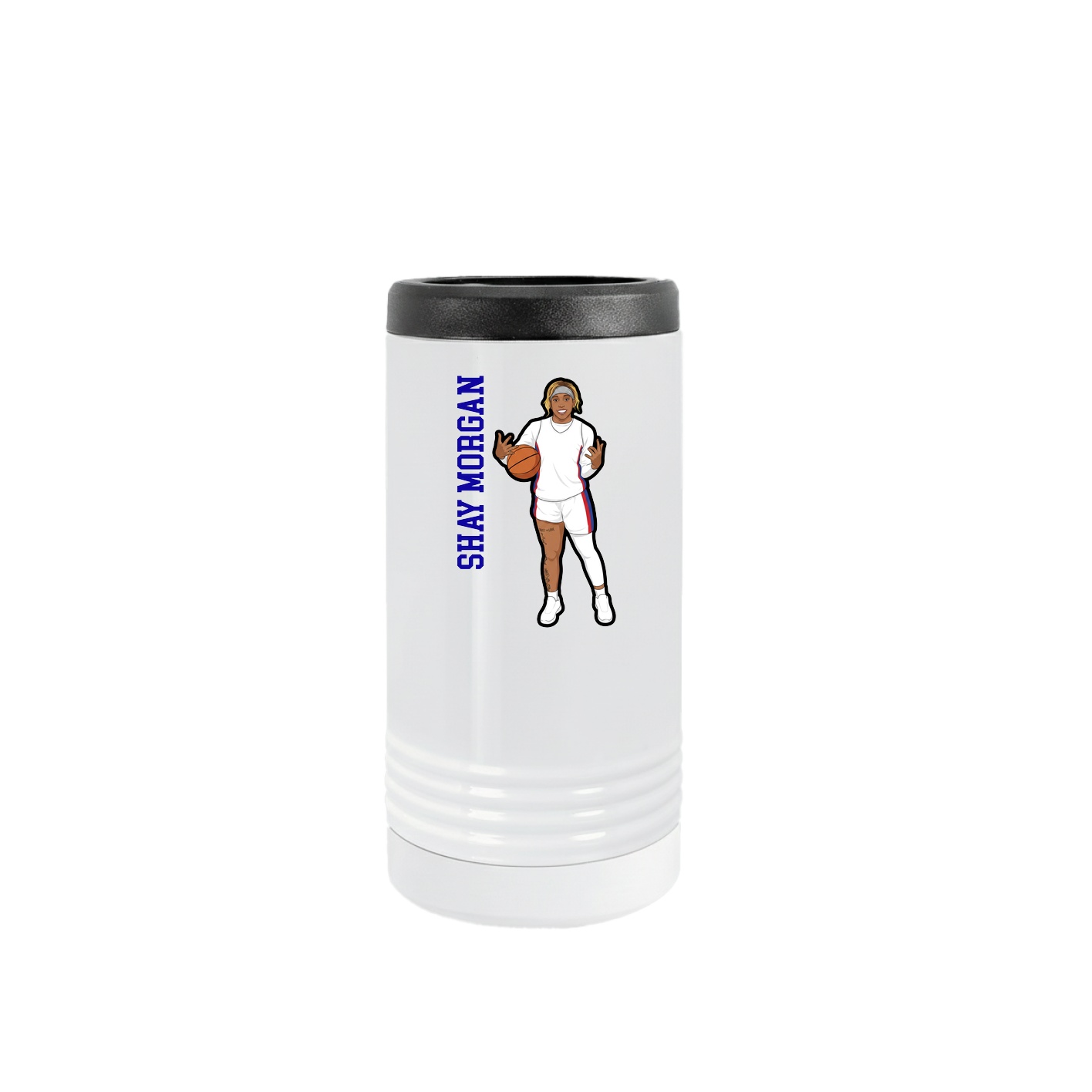 Slim Beverage Holder — Name Vertical in White