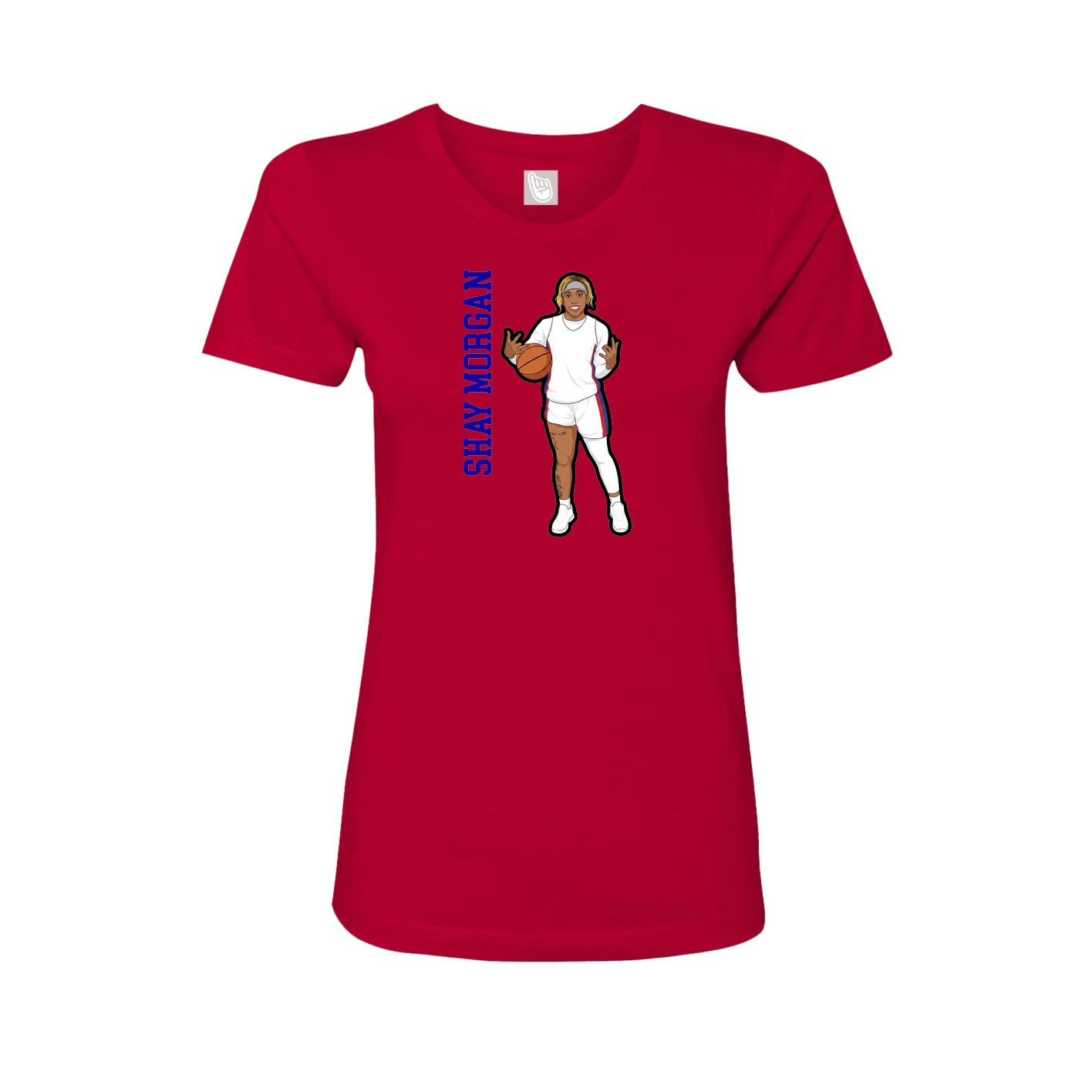 Fitted Women's Tee — Name Vertical in Red