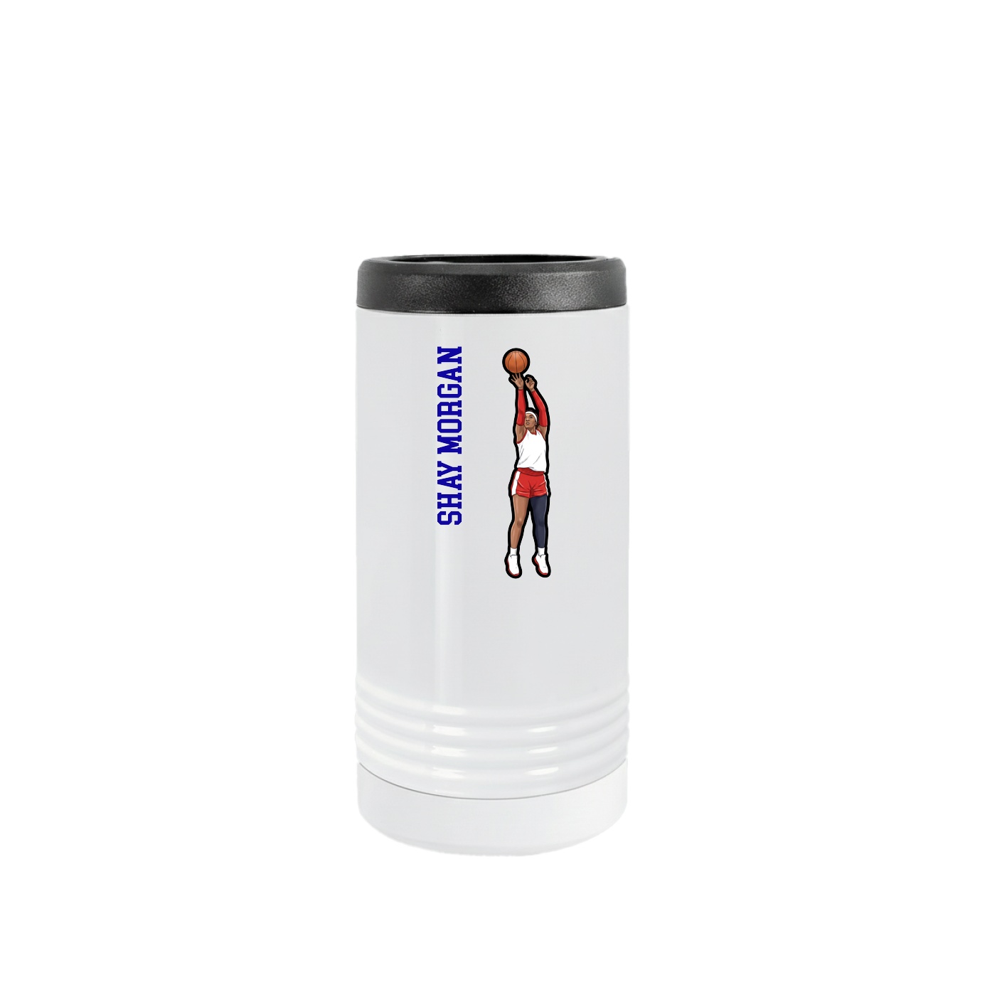 Slim Beverage Holder — Name Vertical in White