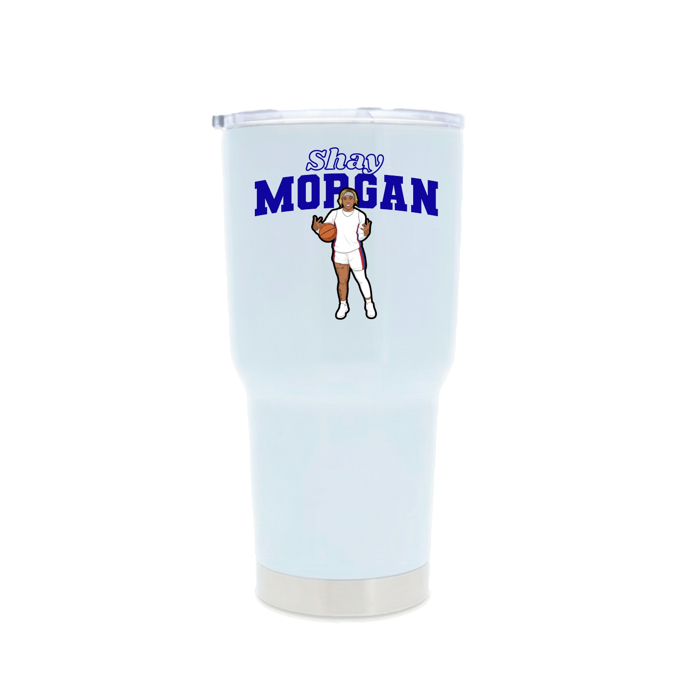 30oz Stainless Steel Tumbler — Name Arch in White