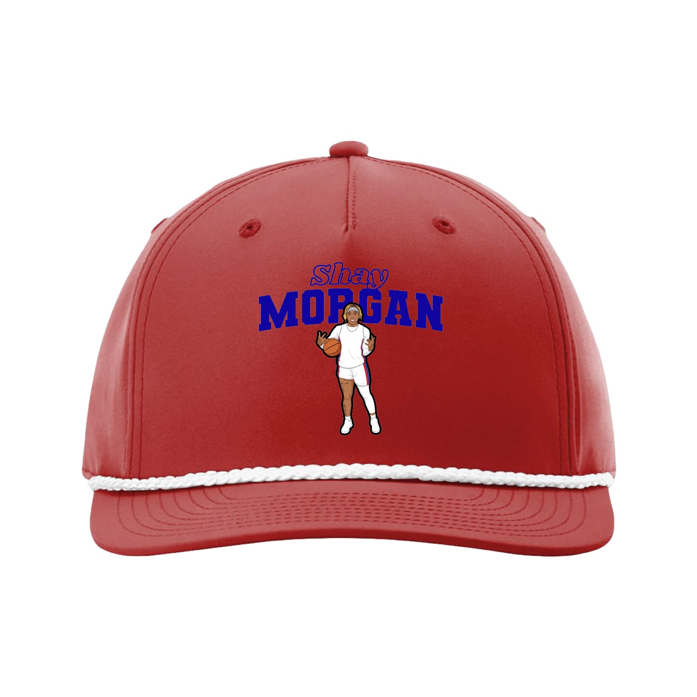 Five-Panel Classic Rope Cap — Name Arch in Red