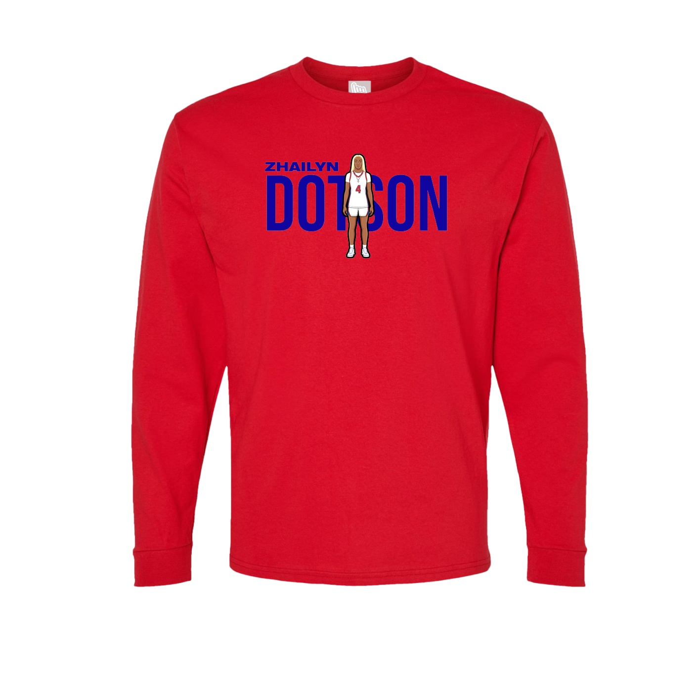 Long Sleeve Tee — Player Name in Red