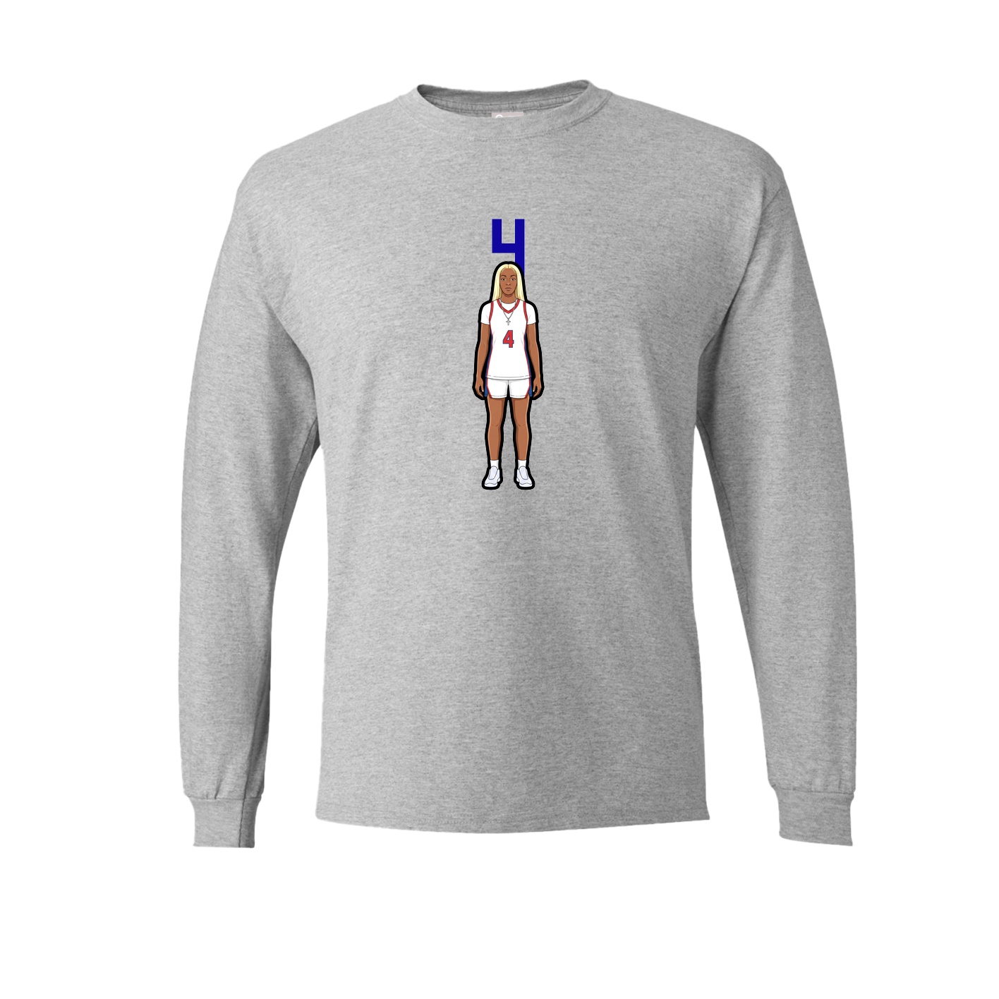 Long Sleeve Tee — Number Top in Grey