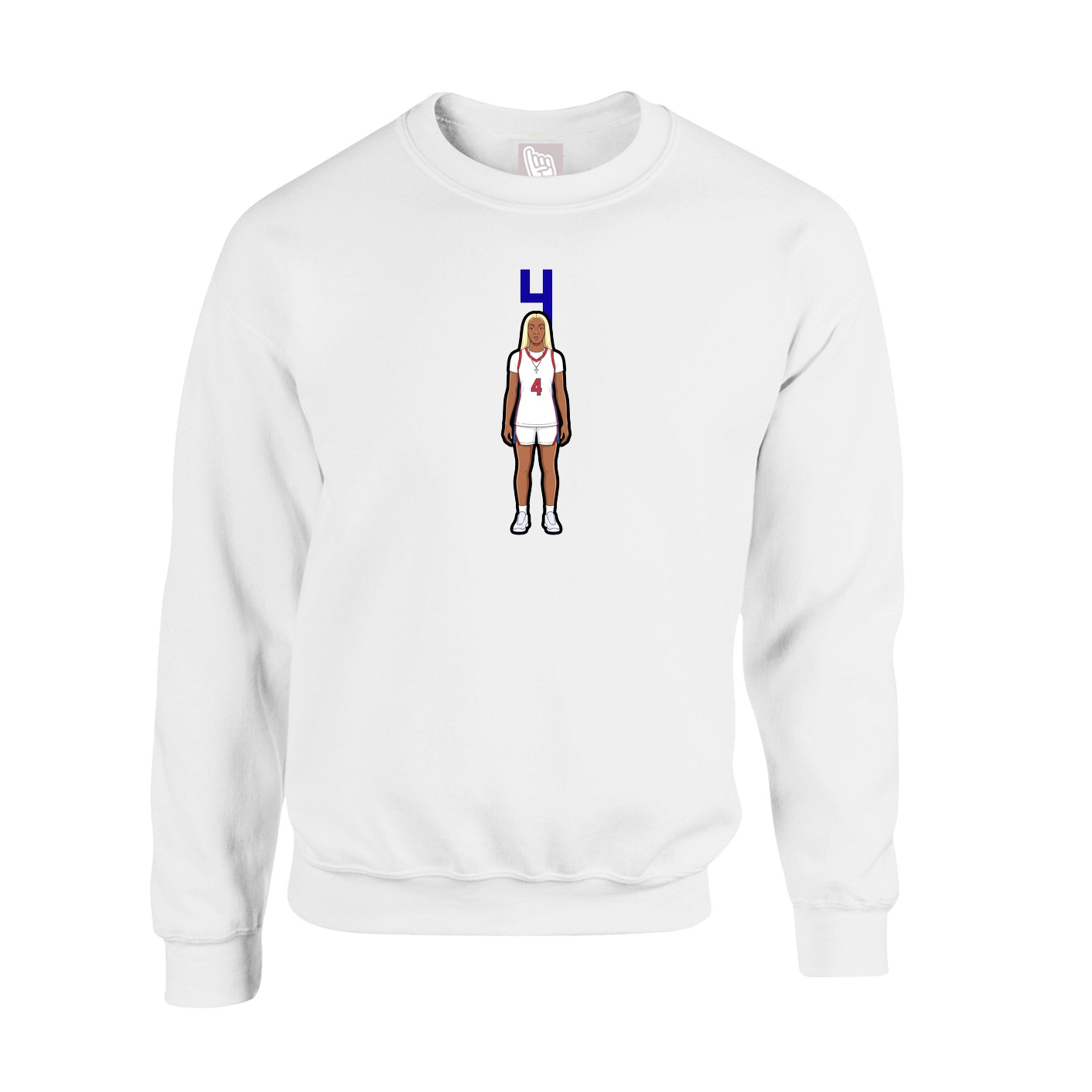 Fleece Crew — Number Top in White