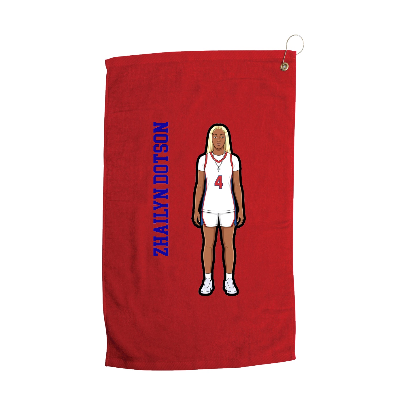 Golf Towel — Name Vertical in Red