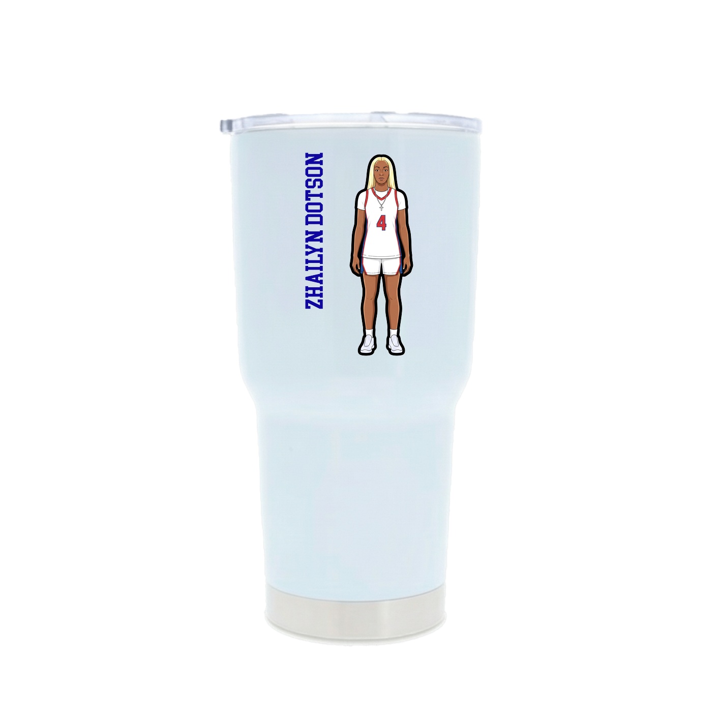 30oz Stainless Steel Tumbler — Name Vertical in White
