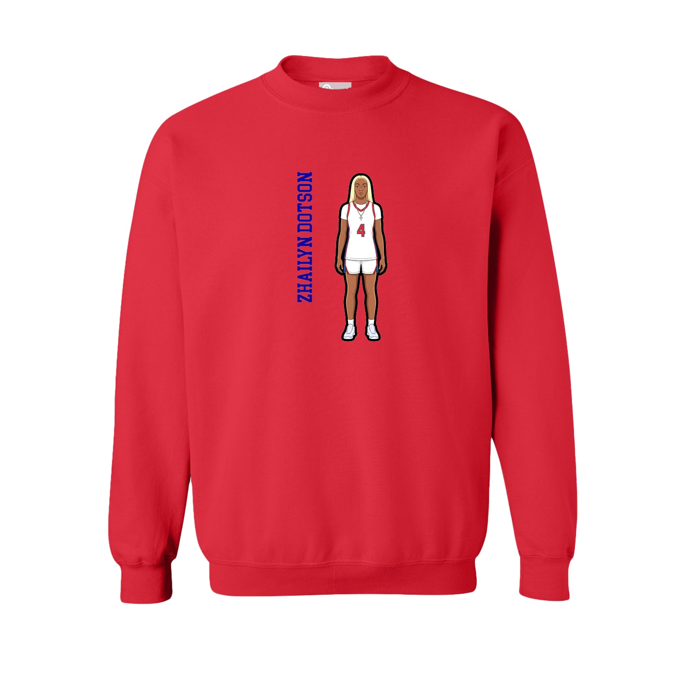Fleece Crew — Name Vertical in Red