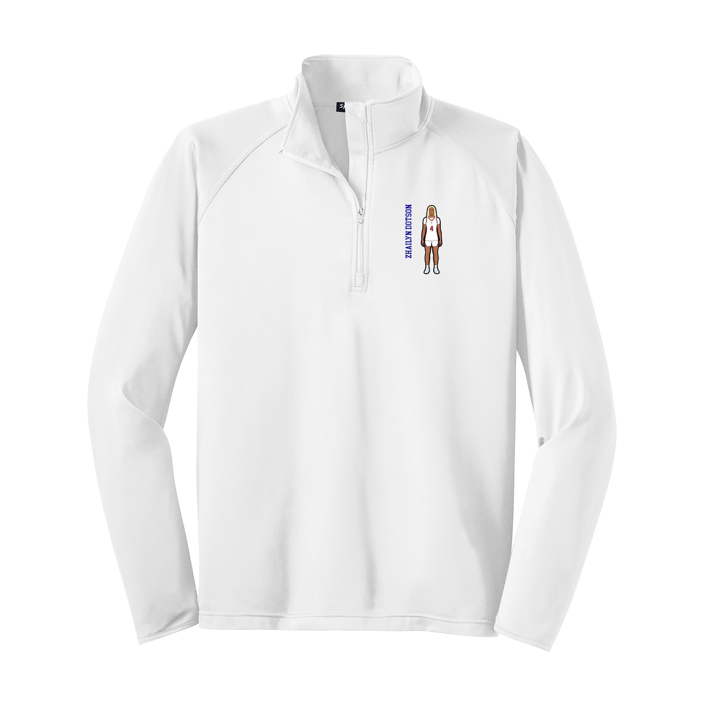 Q-Zip Pullover — Name Vertical in White