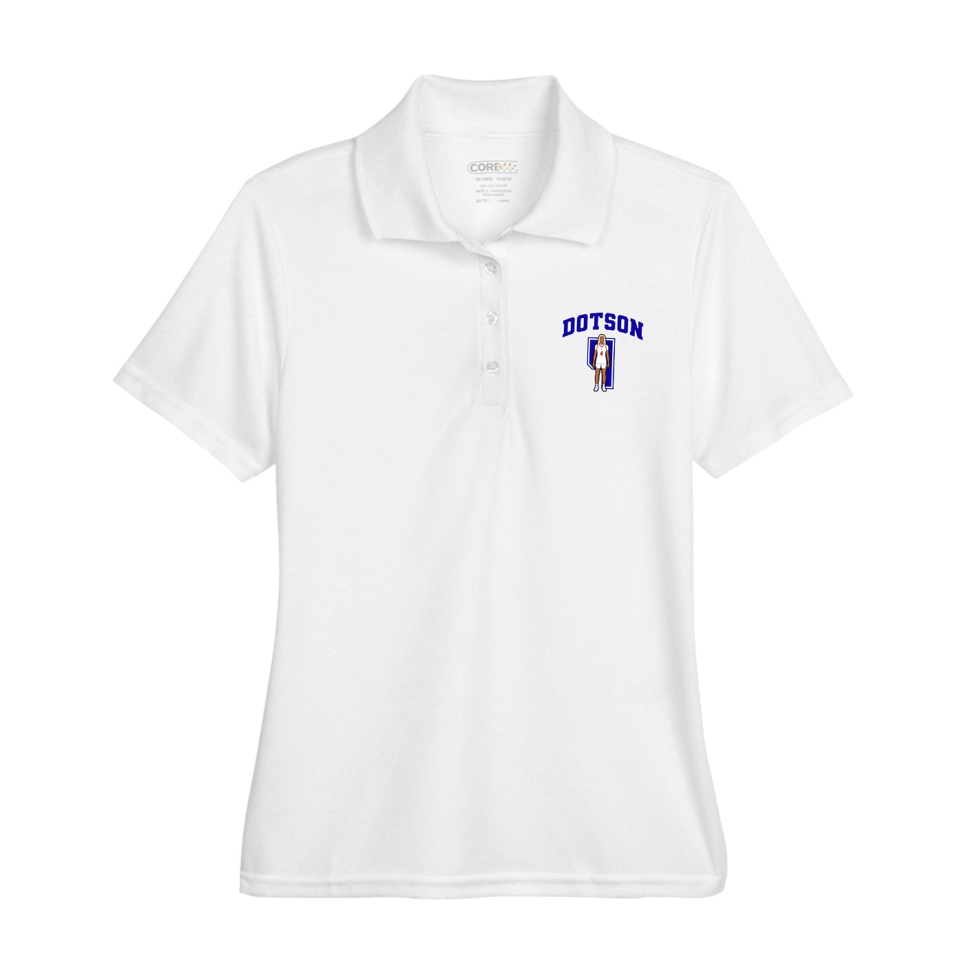 Womens Performance Polo — Number in White