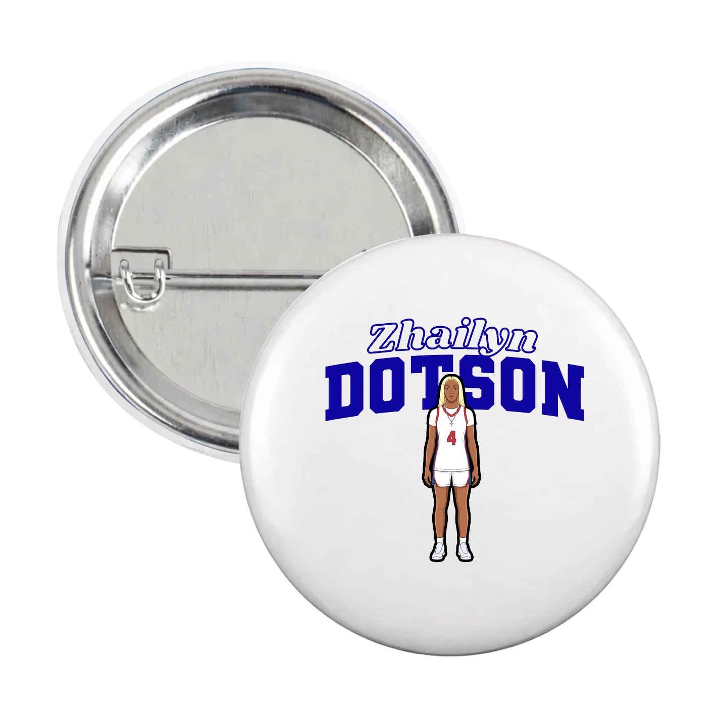 Game Day Button — Name Arch in White