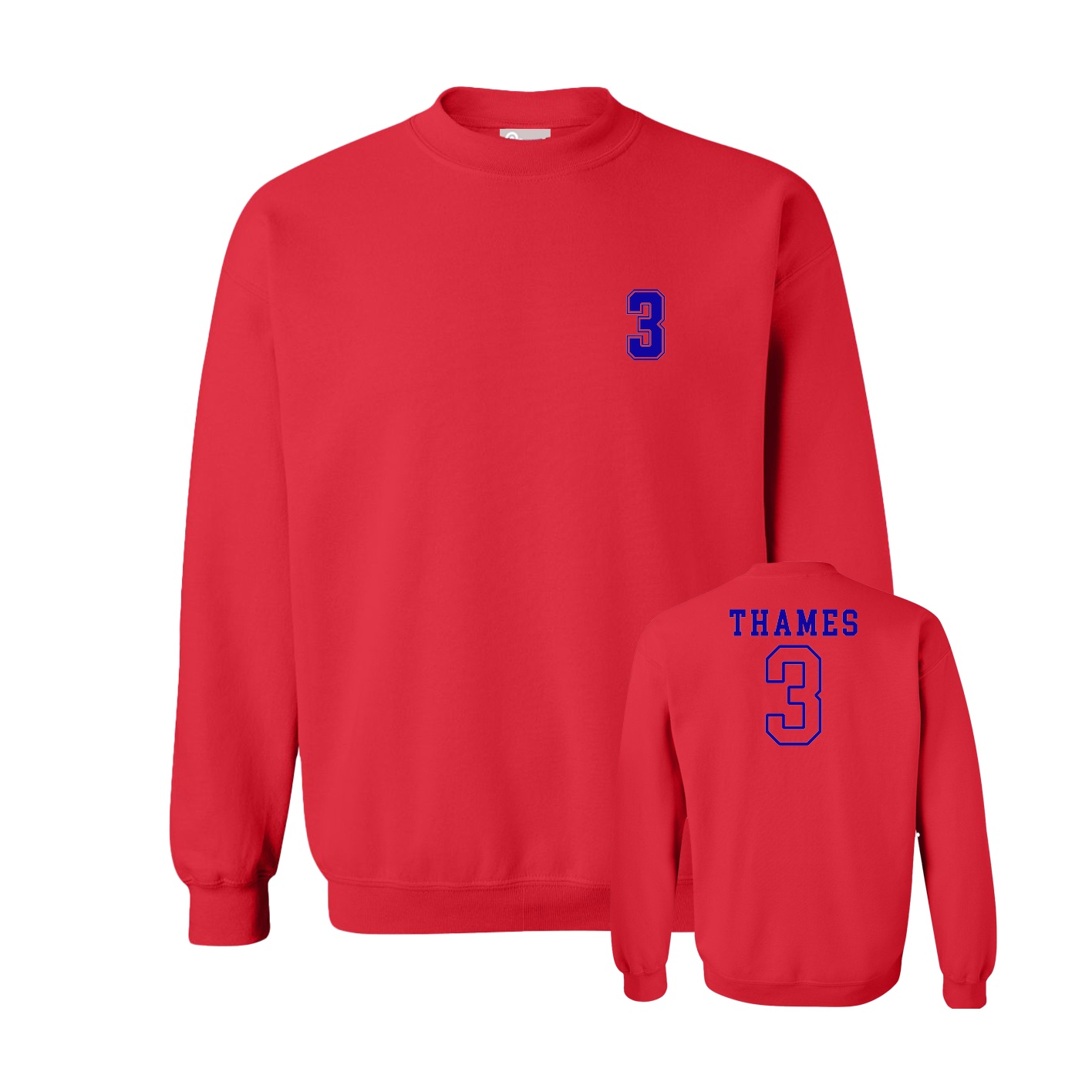 Fleece Crew — Chest Back in Red