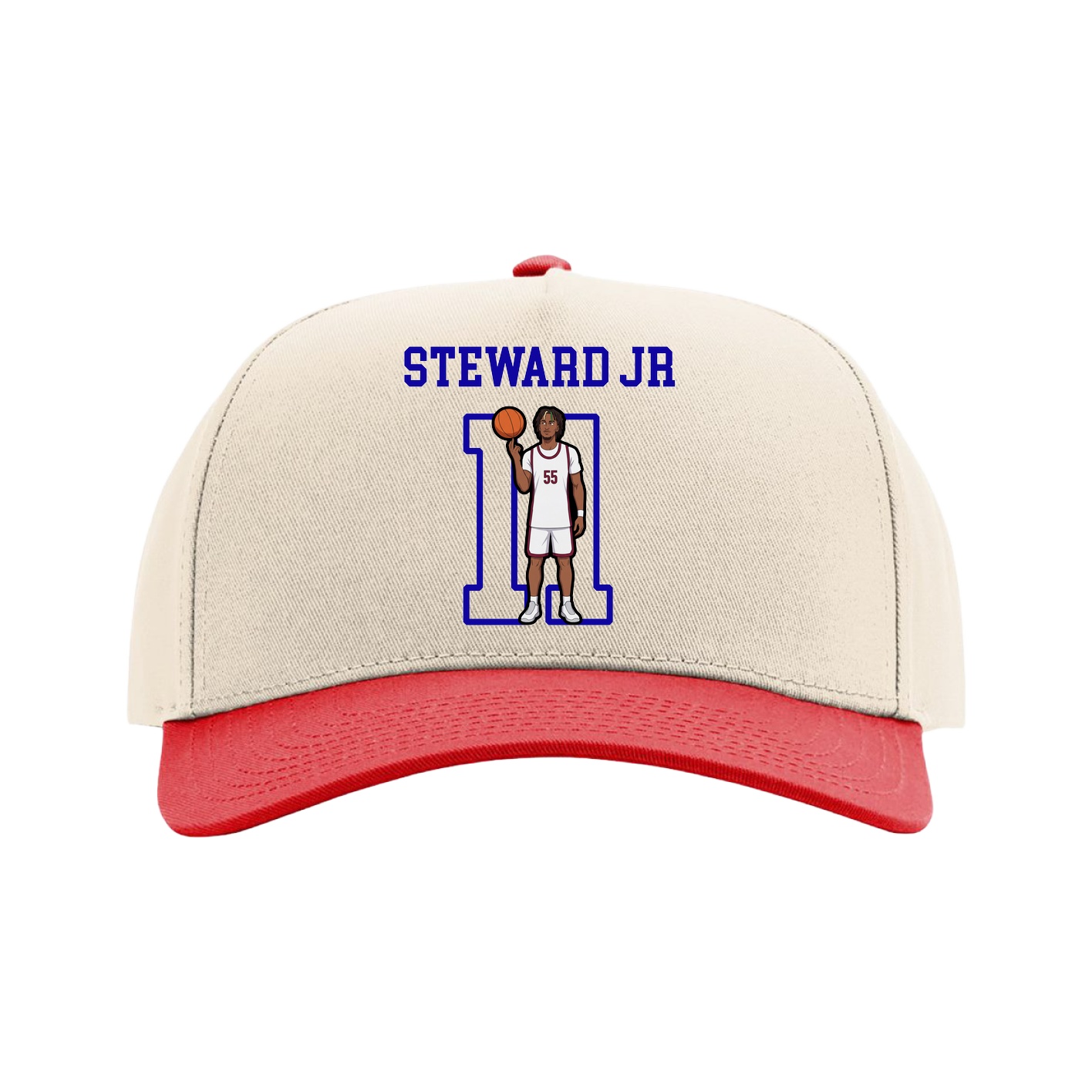Full Fabric Five-Panel Champ Cap — Shirsey in Cream/Red