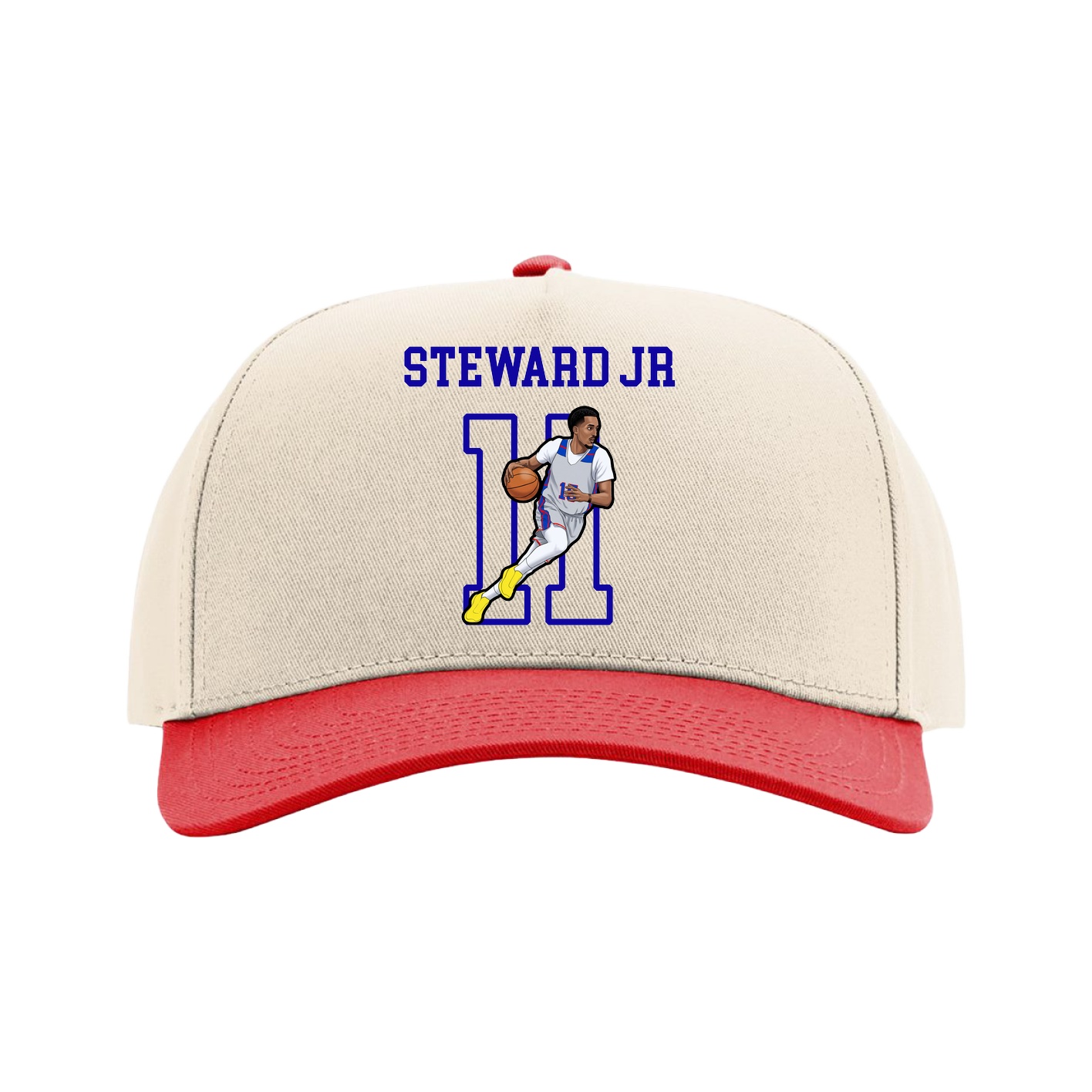 Full Fabric Five-Panel Champ Cap — Shirsey in Cream/Red