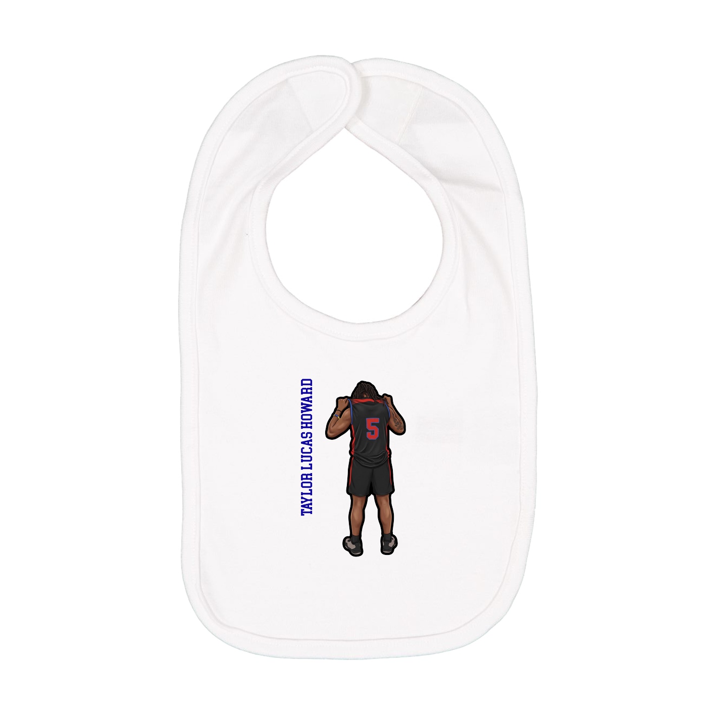 Infant Bib — Name Vertical in White