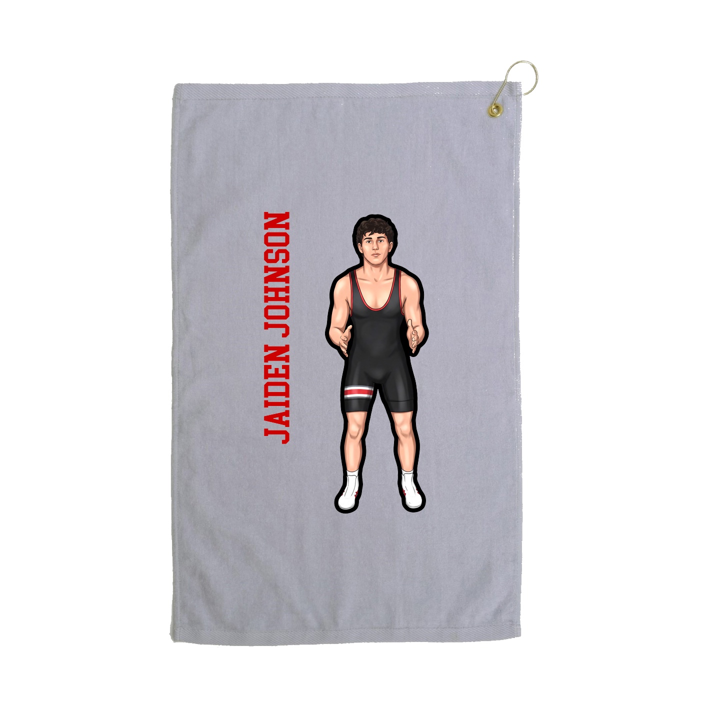Golf Towel — Name Vertical in Grey