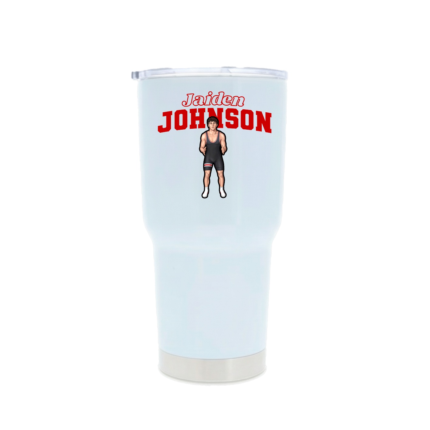 30oz Stainless Steel Tumbler — Name Arch in White